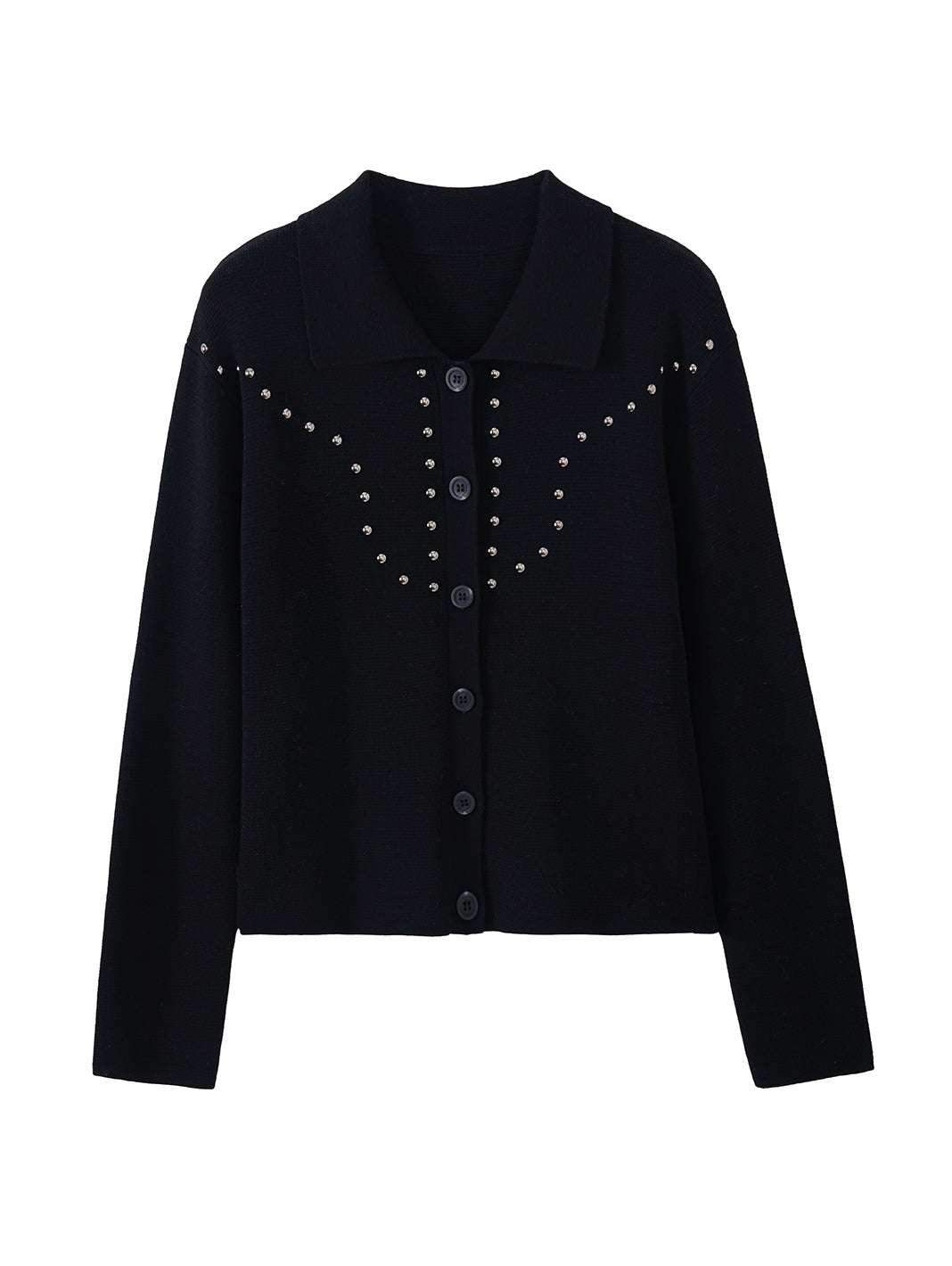 Theresa Studded Collar Knit Jacket
