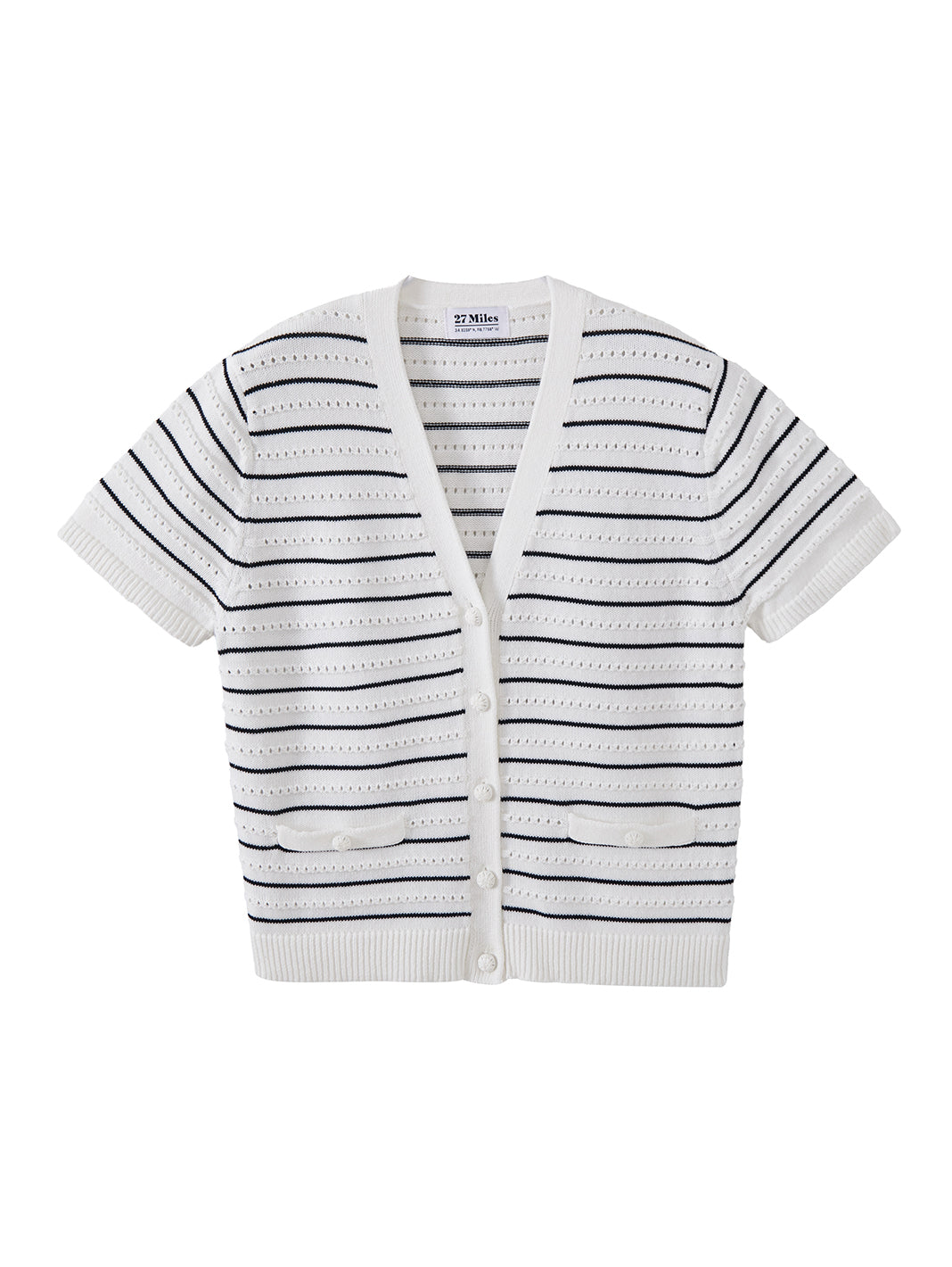 Yelena Cotton Short Sleeve Stripe Cardigan