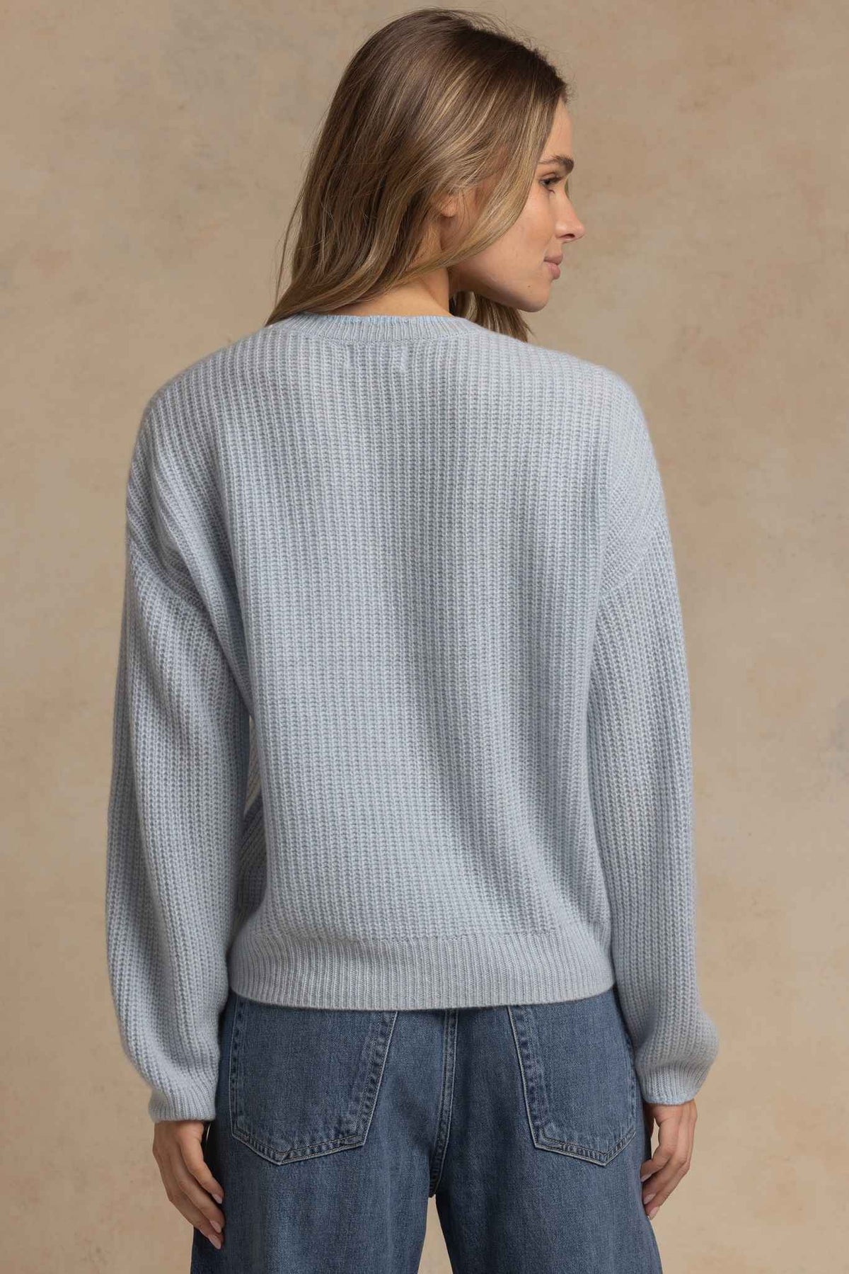 Alba Marled Cashmere Crew with Contrast Tipping