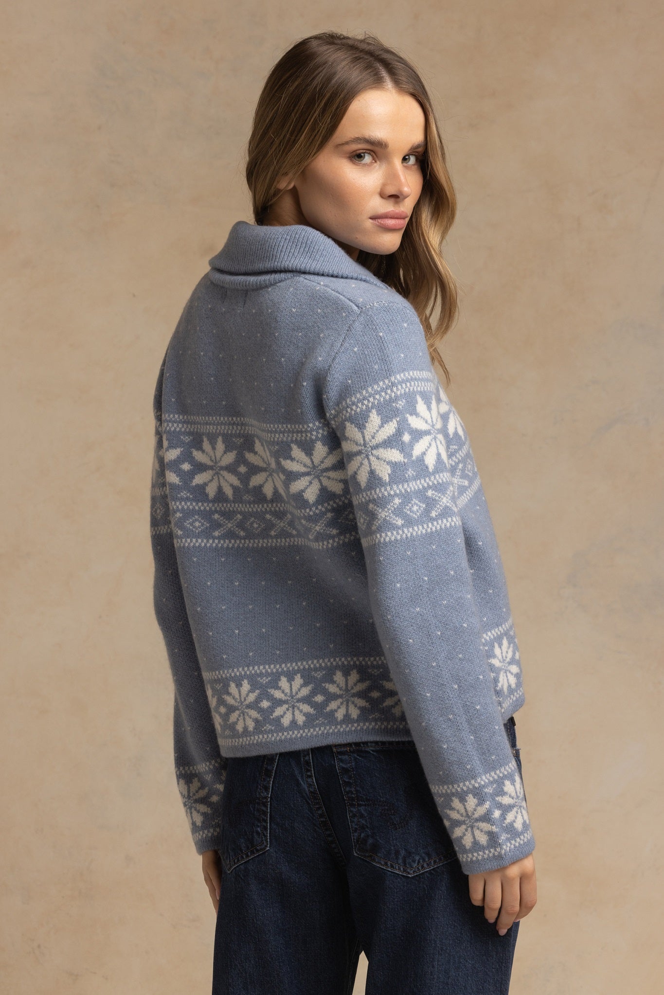 Lesly Collar Fair Isle Double Zip Jacket
