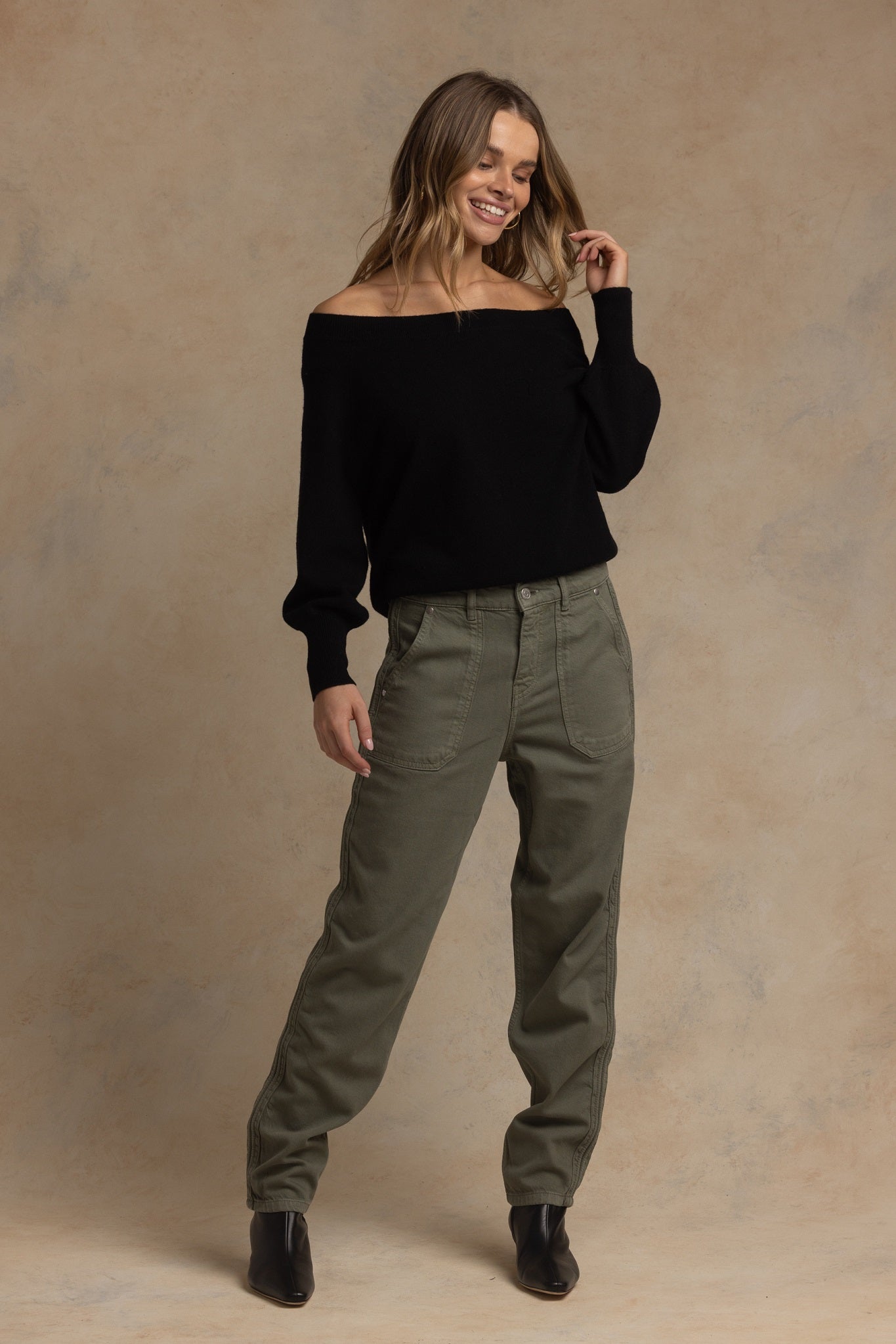 Corry Cashmere Off the Shoulder Sweater