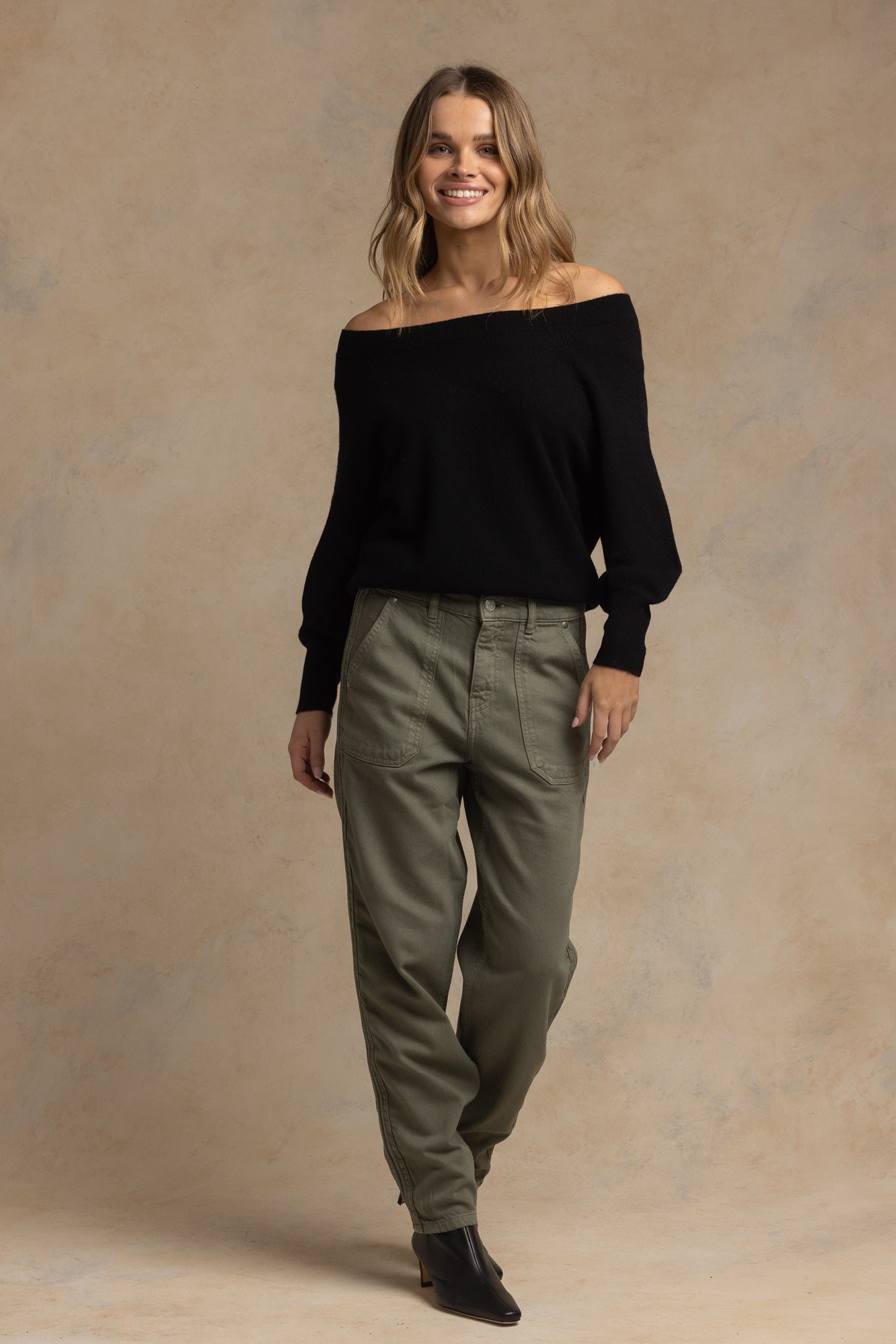 Corry Cashmere Off the Shoulder Sweater