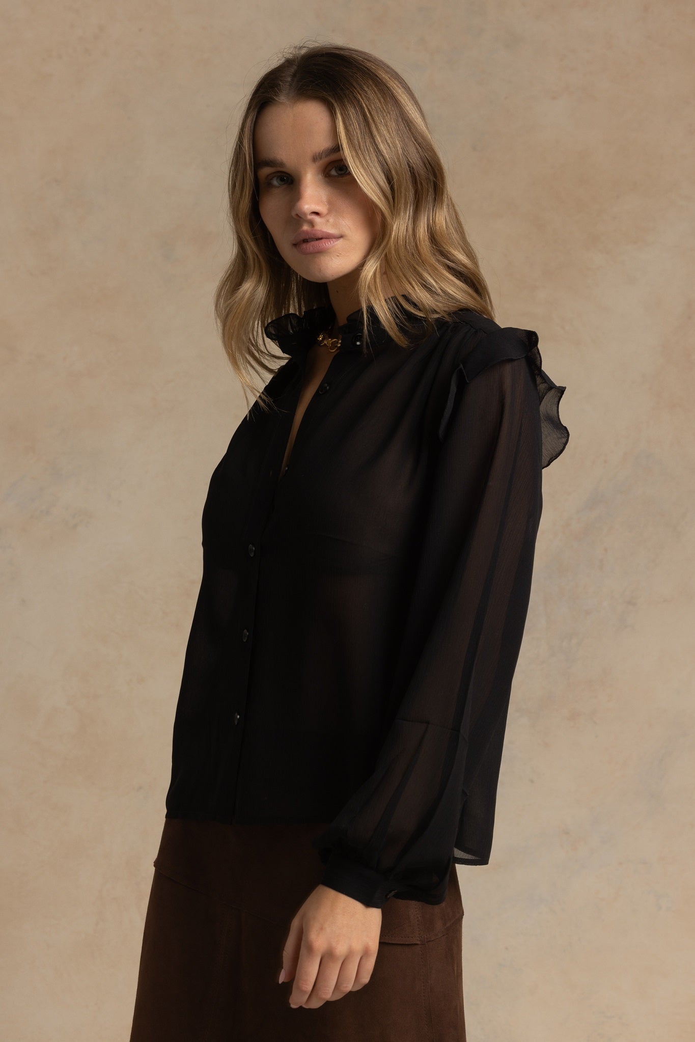 Mirella Black Silk Blouse