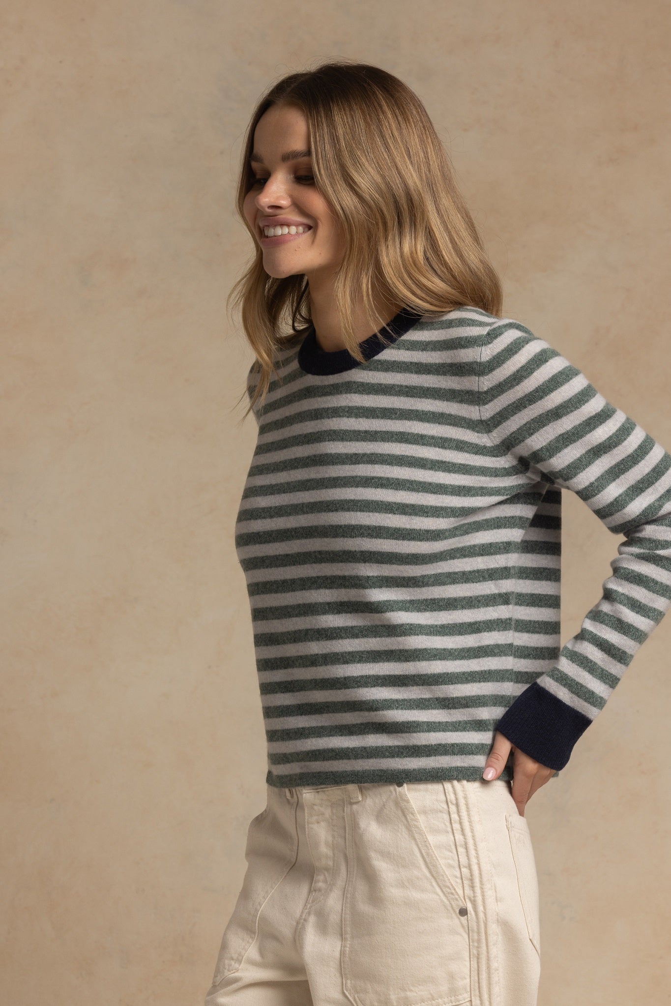 Suzette Cashmere Striped Crew