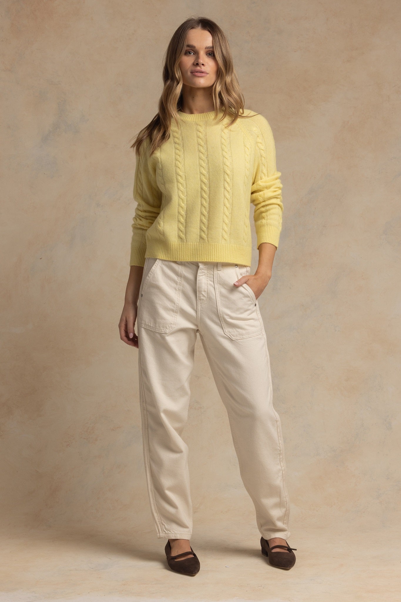 Zhenya Cashmere Blend Cable Crew