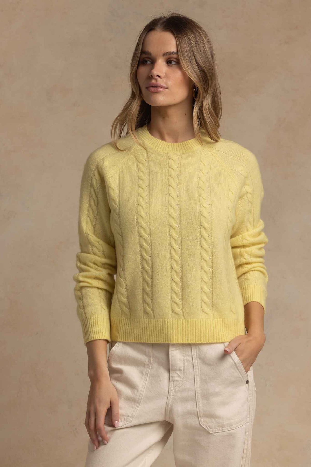 Zhenya Cashmere Blend Cable Crew