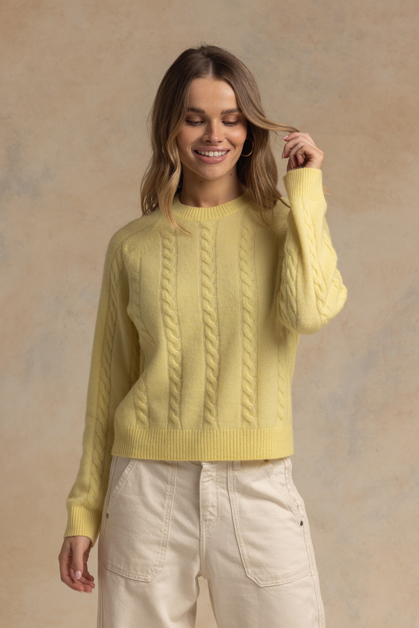 Zhenya Cashmere Blend Cable Crew