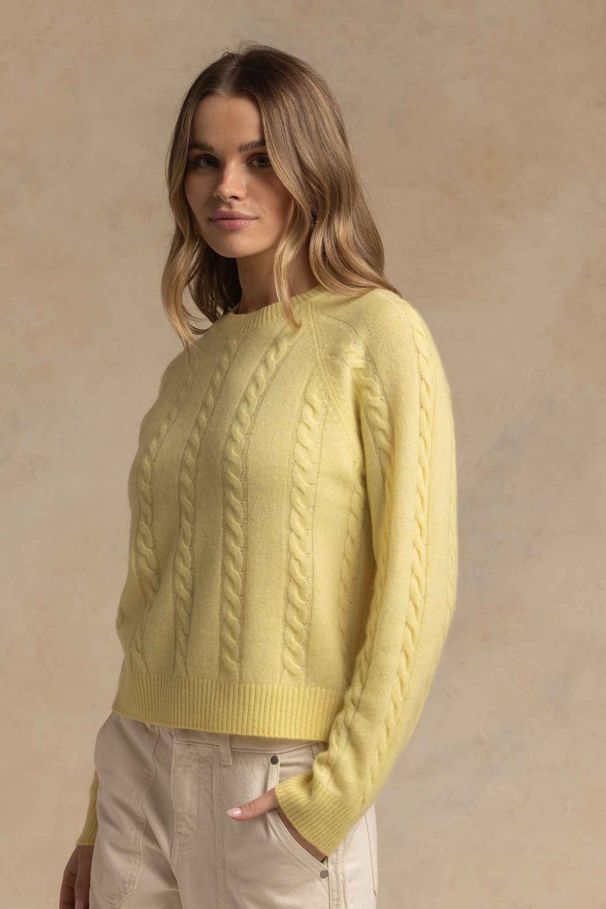 Zhenya Cashmere Blend Cable Crew