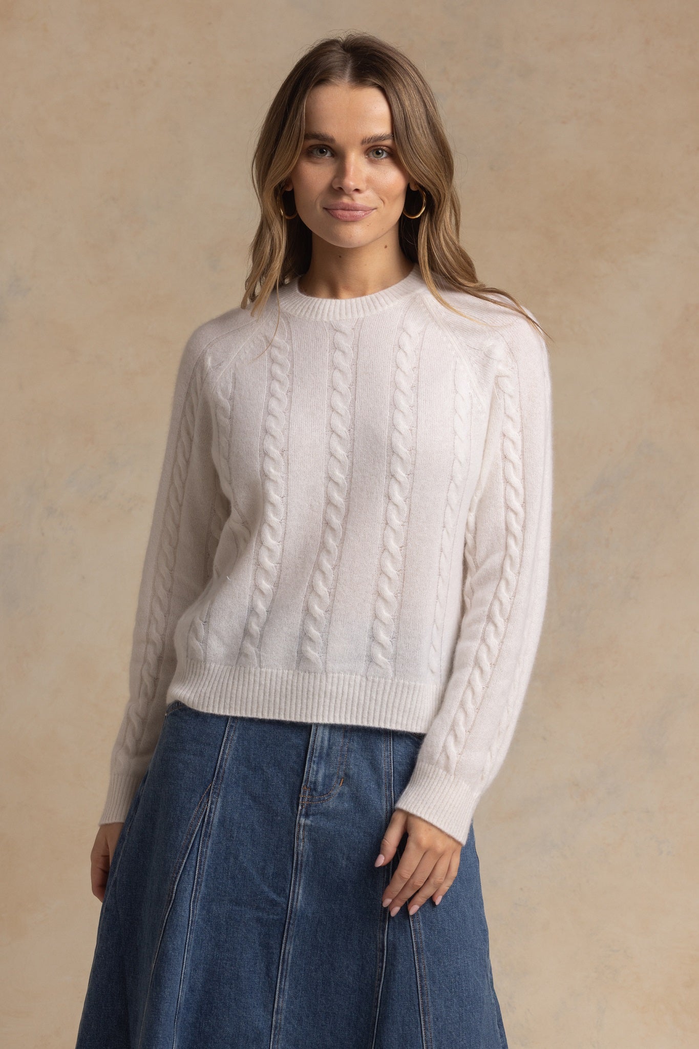 Zhenya Cashmere Blend Cable Crew