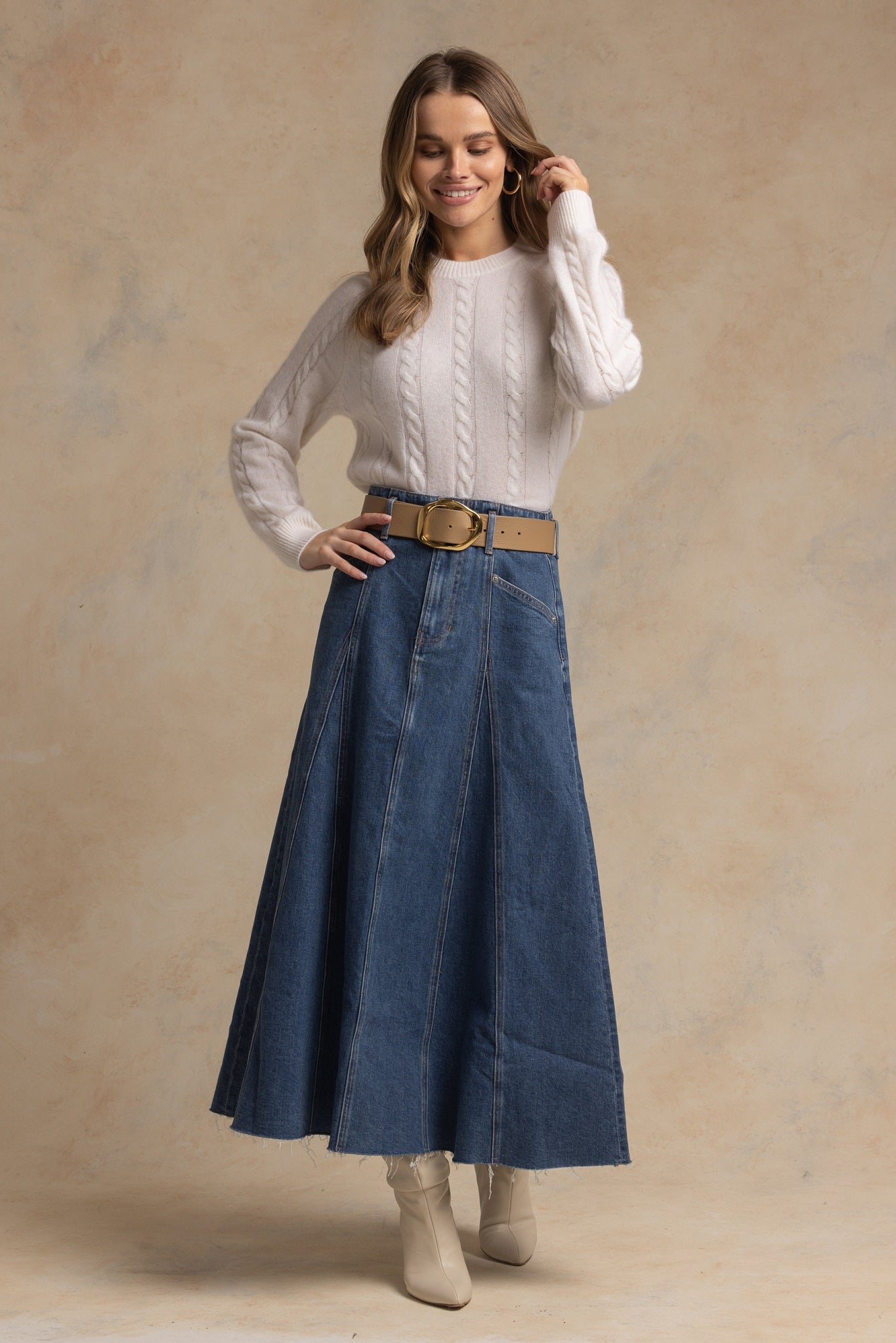 Zhenya Cashmere Blend Cable Crew