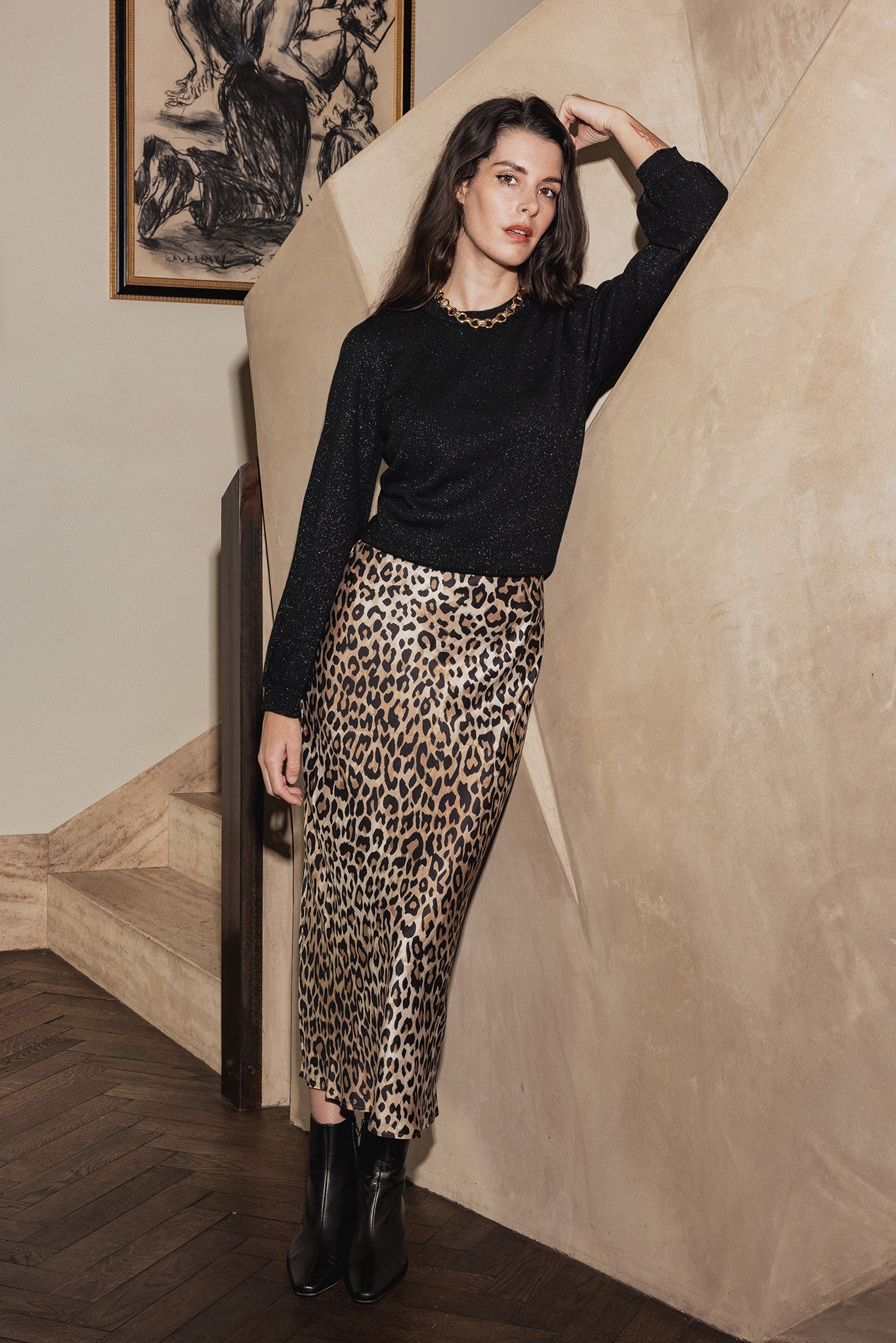 Ayla Lurex Cashmere Puff Sleeve Crew