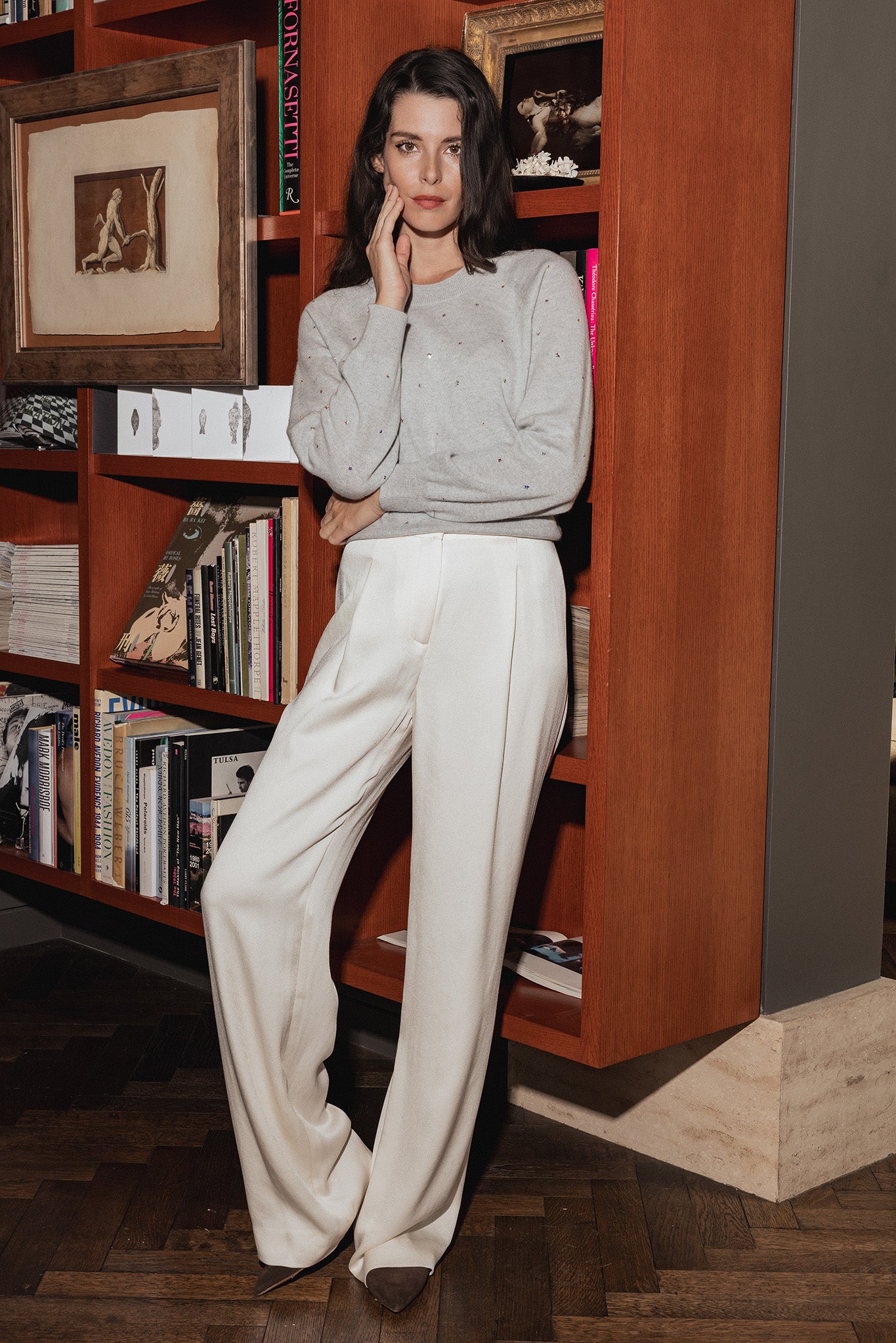 Letitia Cashmere Wide Crew with Star Rhinestones