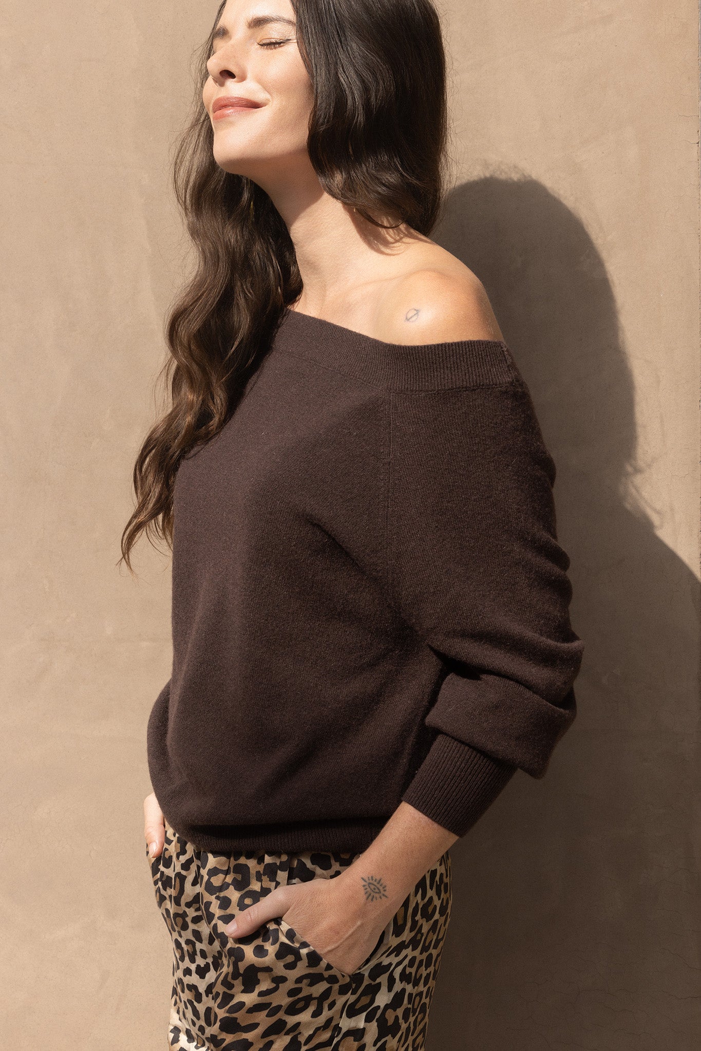 Corry Cashmere Off the Shoulder Sweater