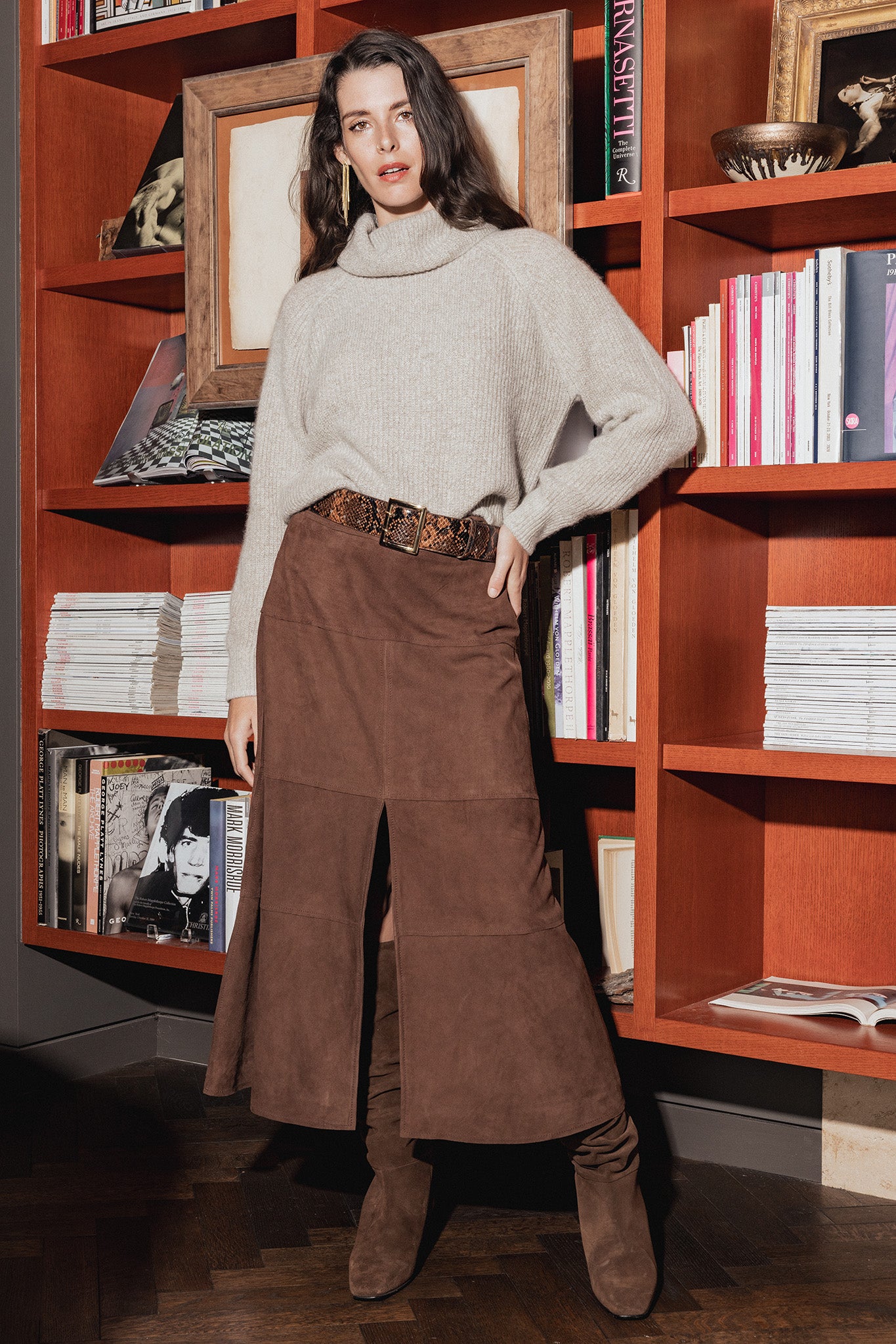 Sam Cashmere Cropped Loose Turtleneck Sweater