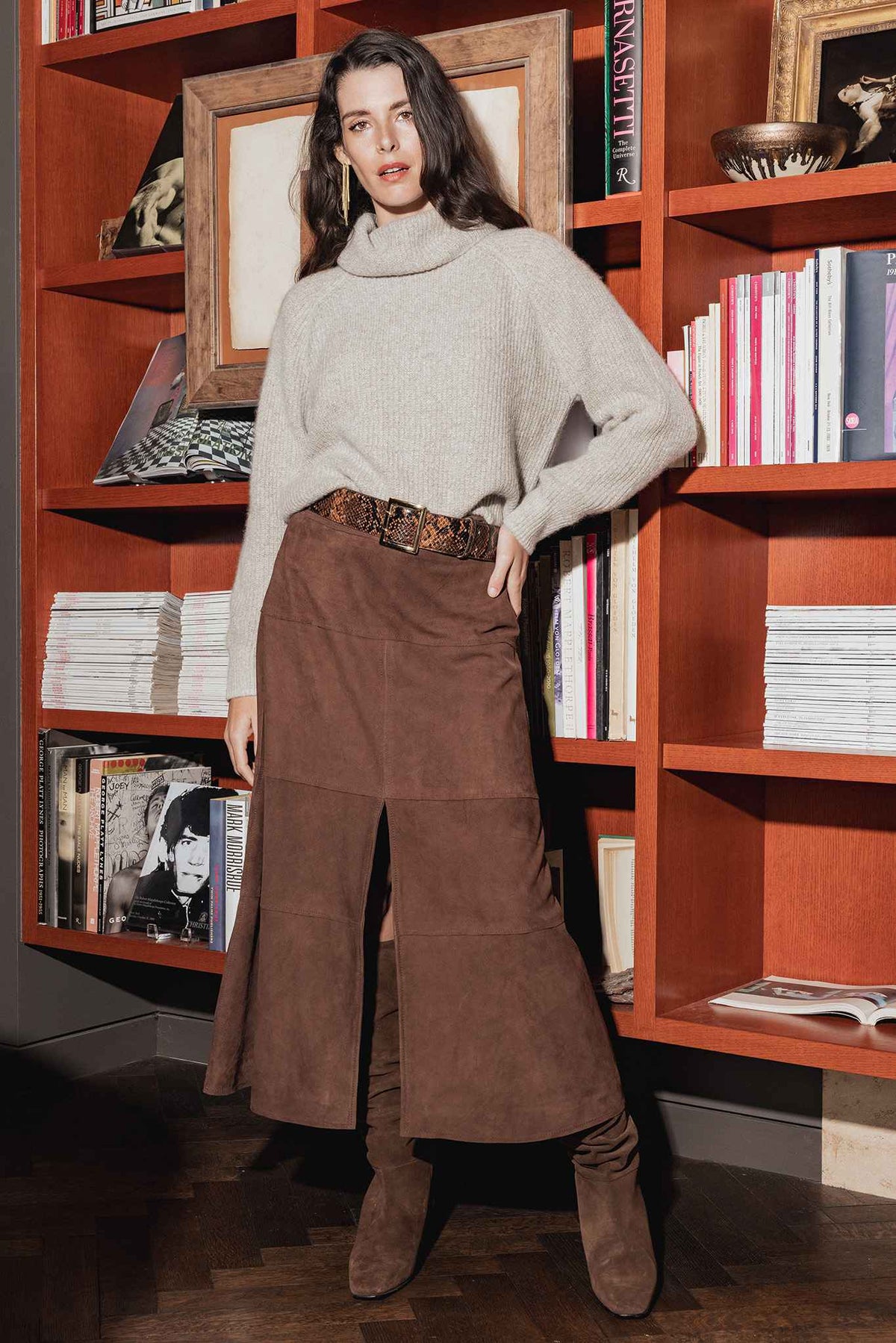 Sam Cashmere Cropped Loose Turtleneck Sweater