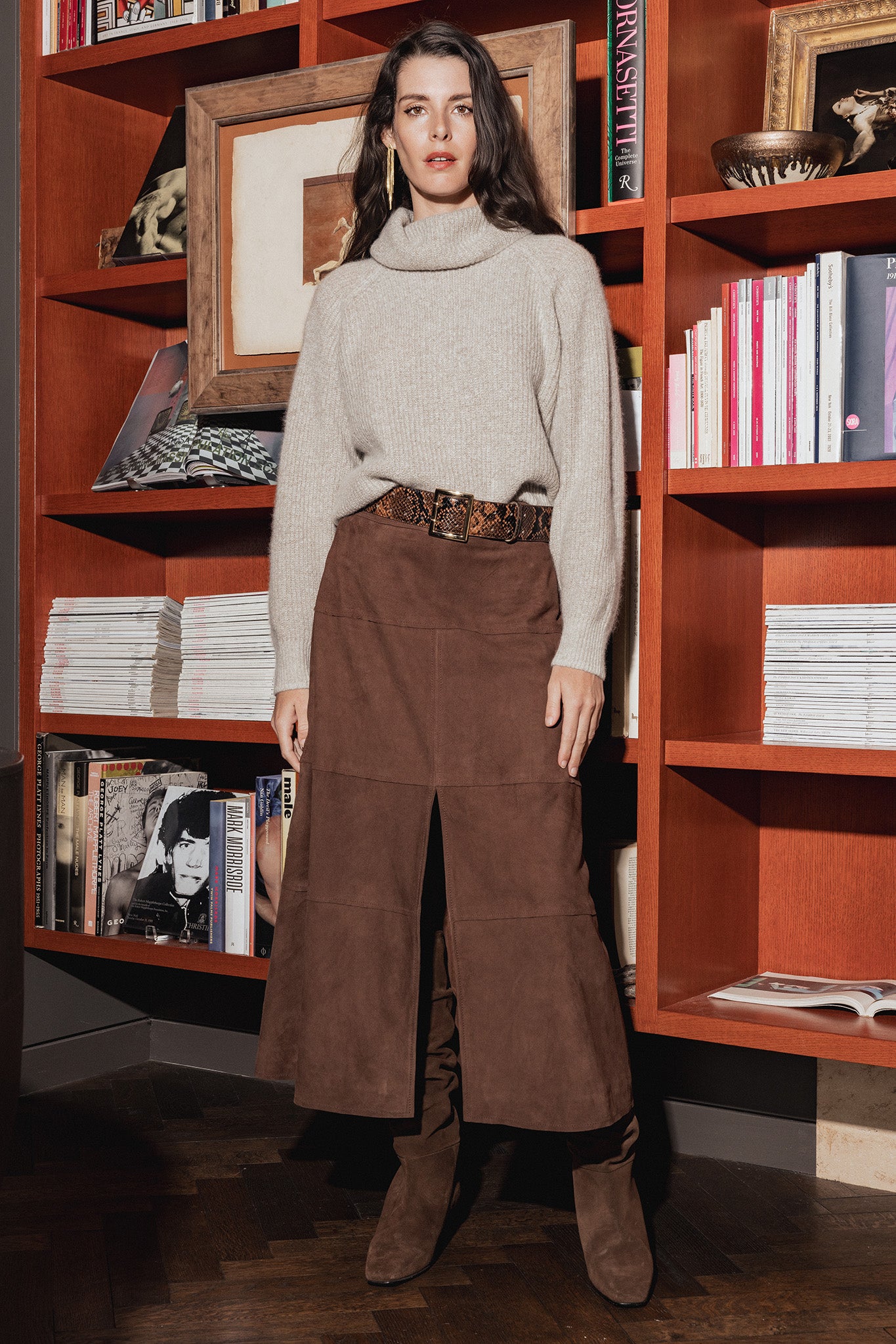 Sam Cashmere Cropped Loose Turtleneck Sweater