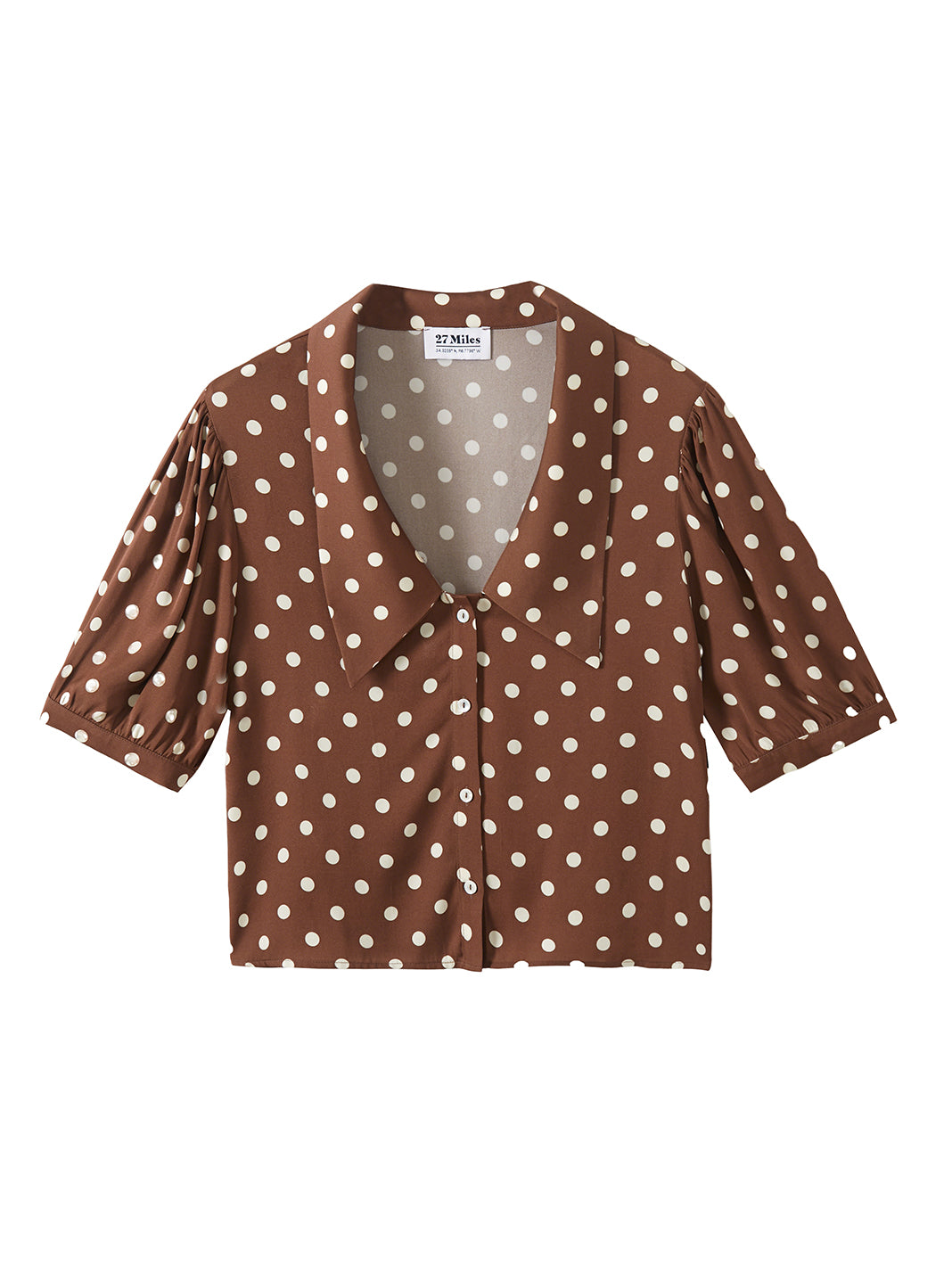Etta Polka Dot Cropped Silk Blouse