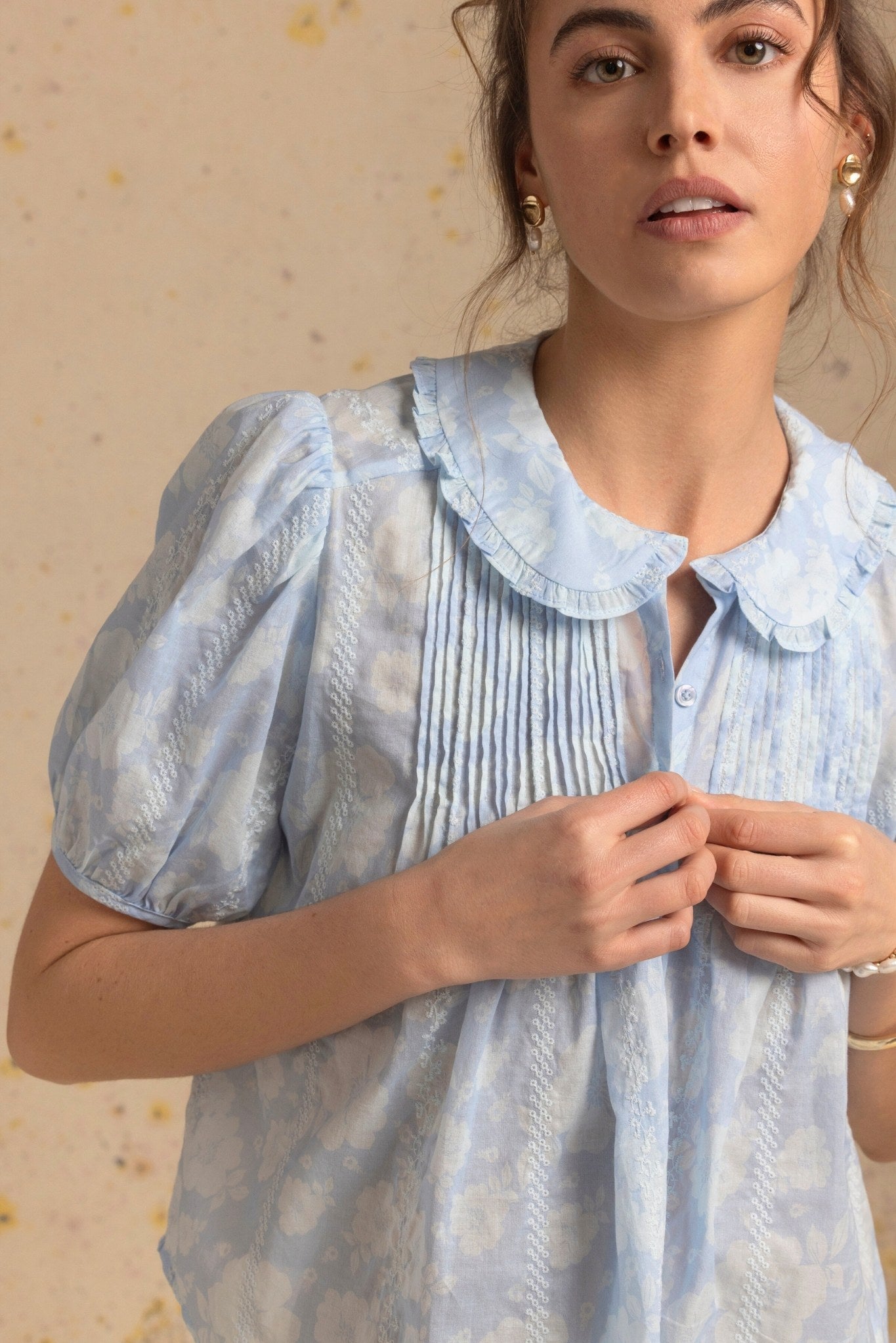 Jessa Short Sleeve Embroidered Blouse