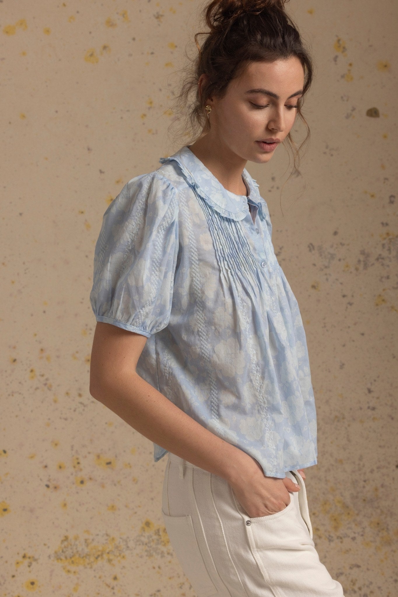 Jessa Short Sleeve Embroidered Blouse