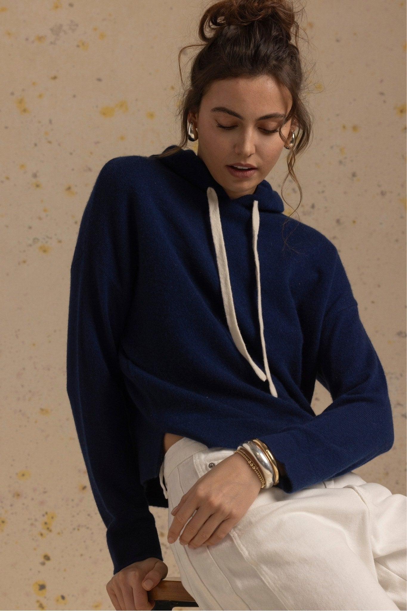 Tova -TN Cashmere Pullover Hoodie with Contrast Drawstring