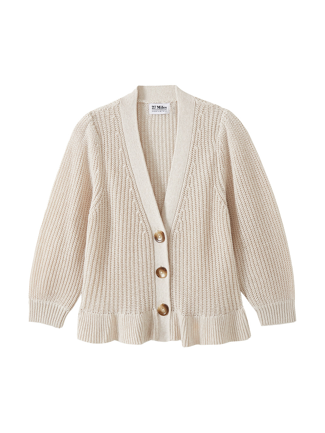 Hally Ruffle Hem V Neck Cardigan