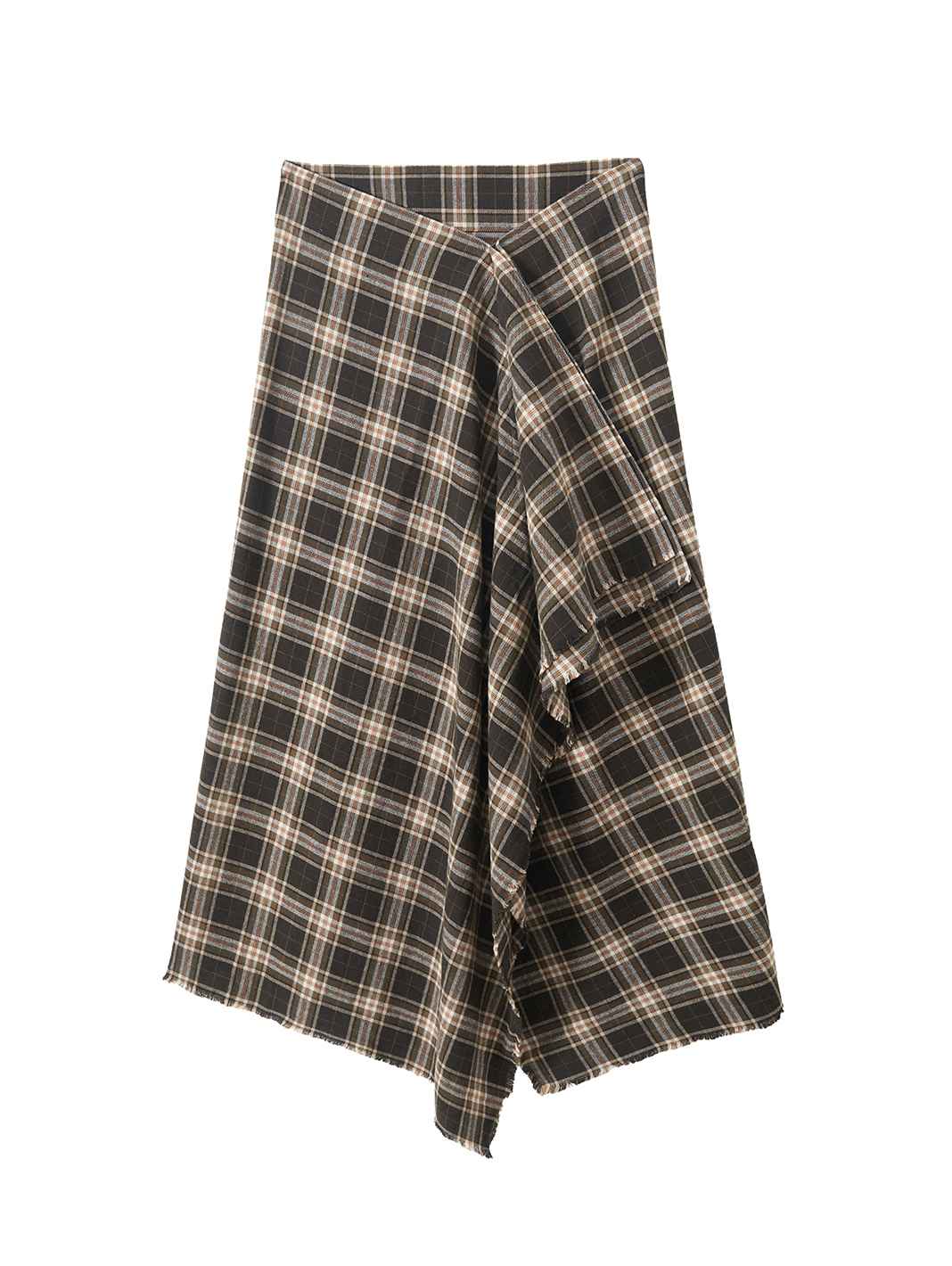 Ambar Cotton Plaid Drape Skirt