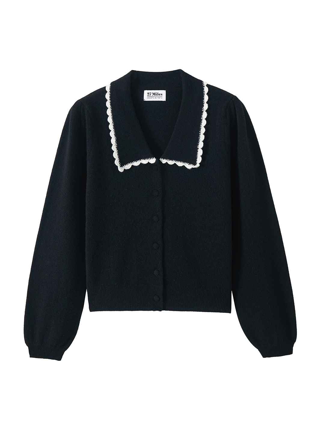 Bellamy Cashmere Collared Cardigan with Lace Trim