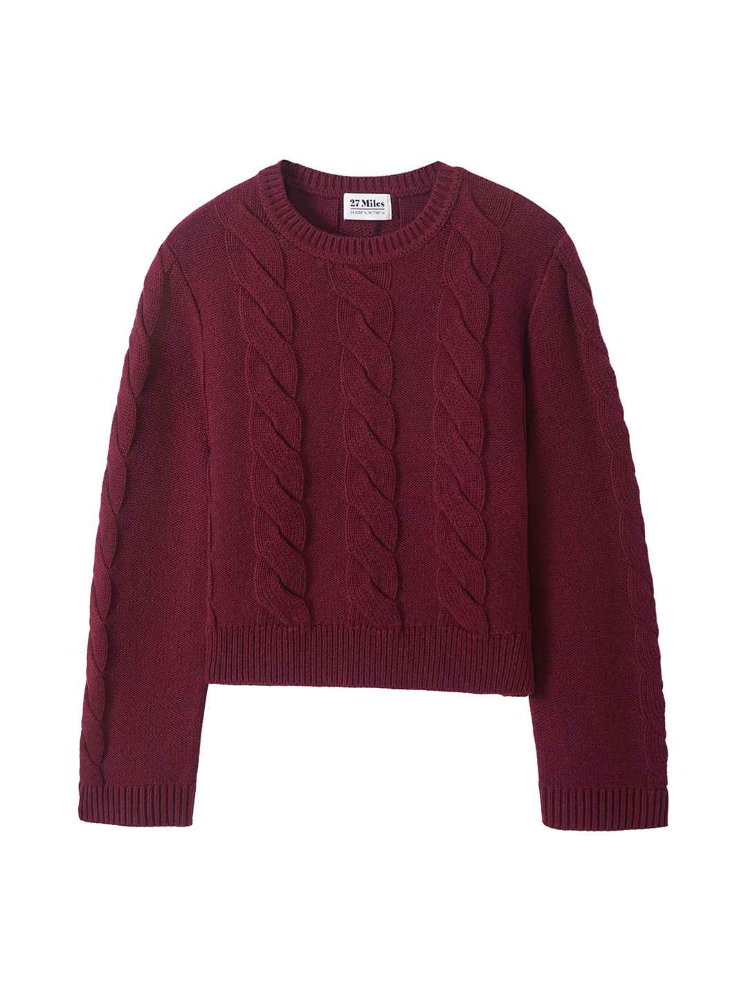 Merrit Cotton Cashmere Cable Crew Neck Pullover