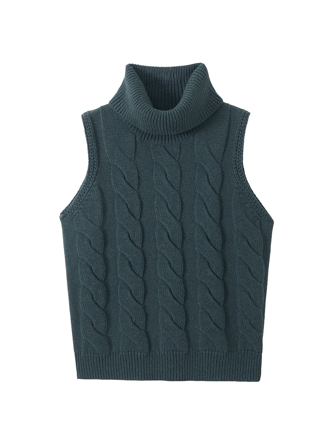 Indie Cotton Cashmere Cable Turtleneck Tank