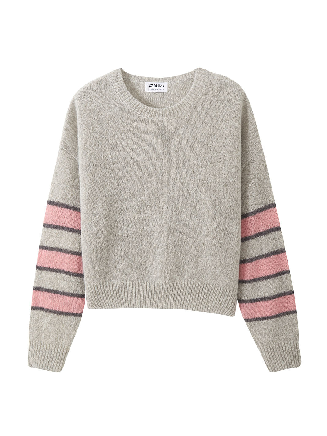 Raine Cashmere Striped Sleeve Crew Neck