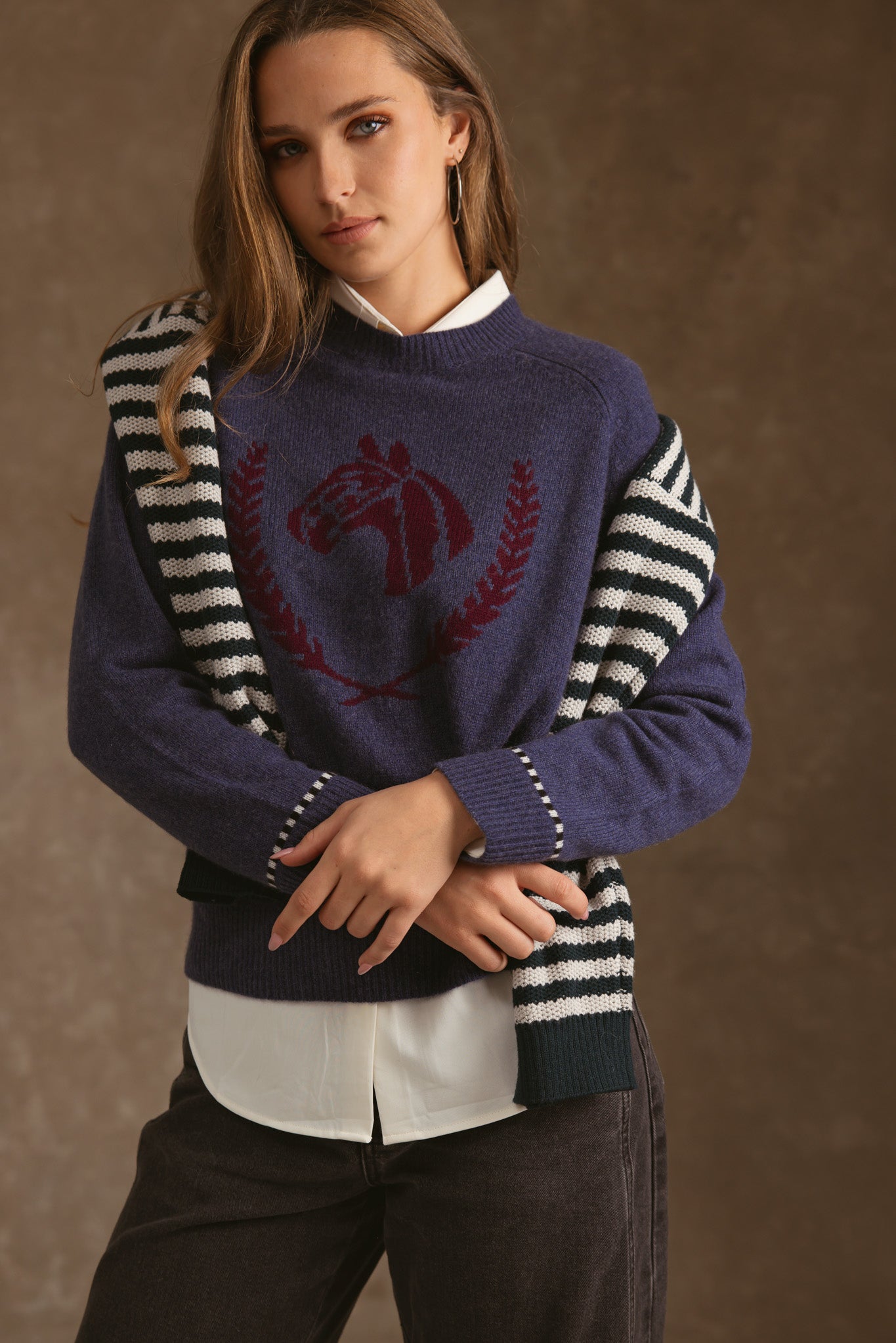 Colt Cashmere Sweater with Horse Graphic