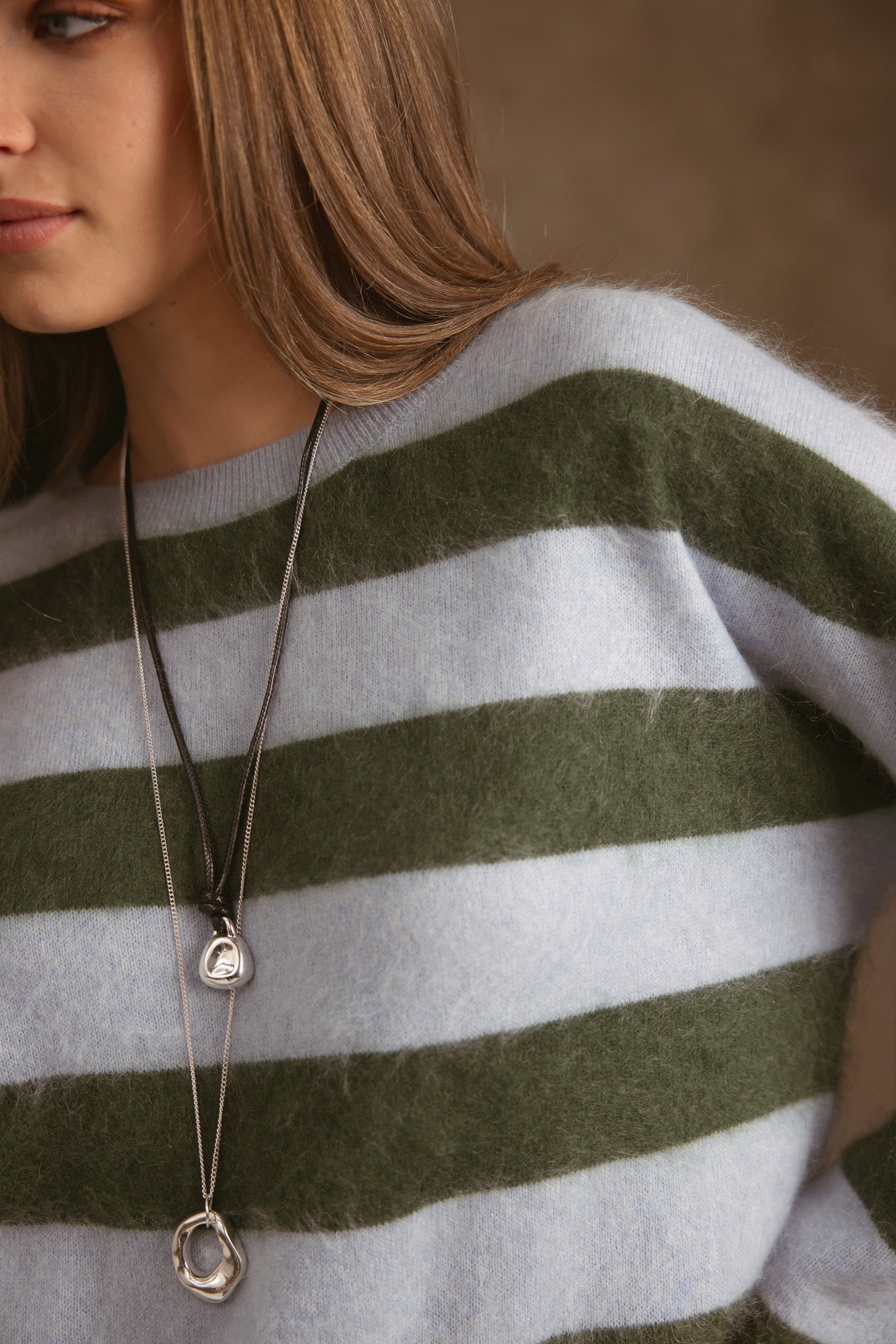 Elidia Fuzzy Striped Cashmere Pullover