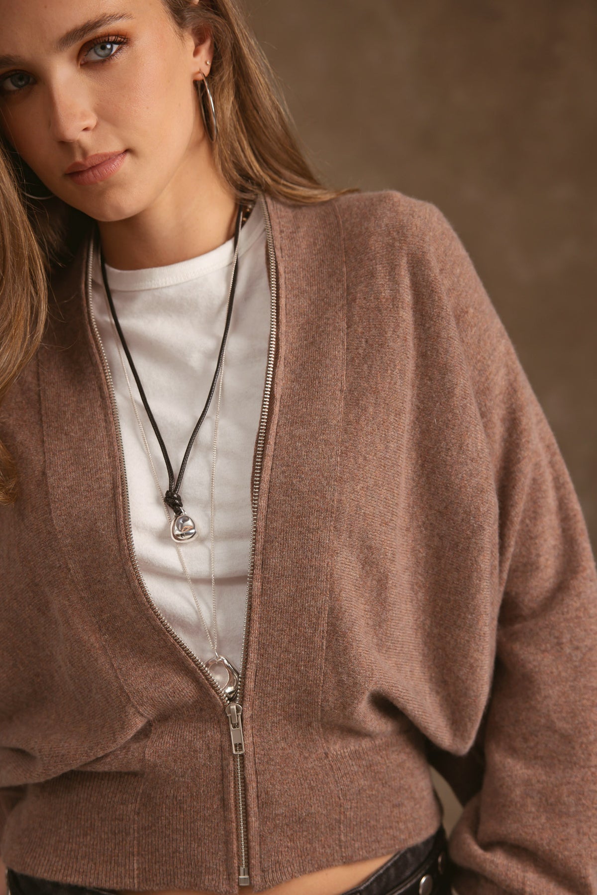 Gayle Cashmere Blend Zip Cardigan