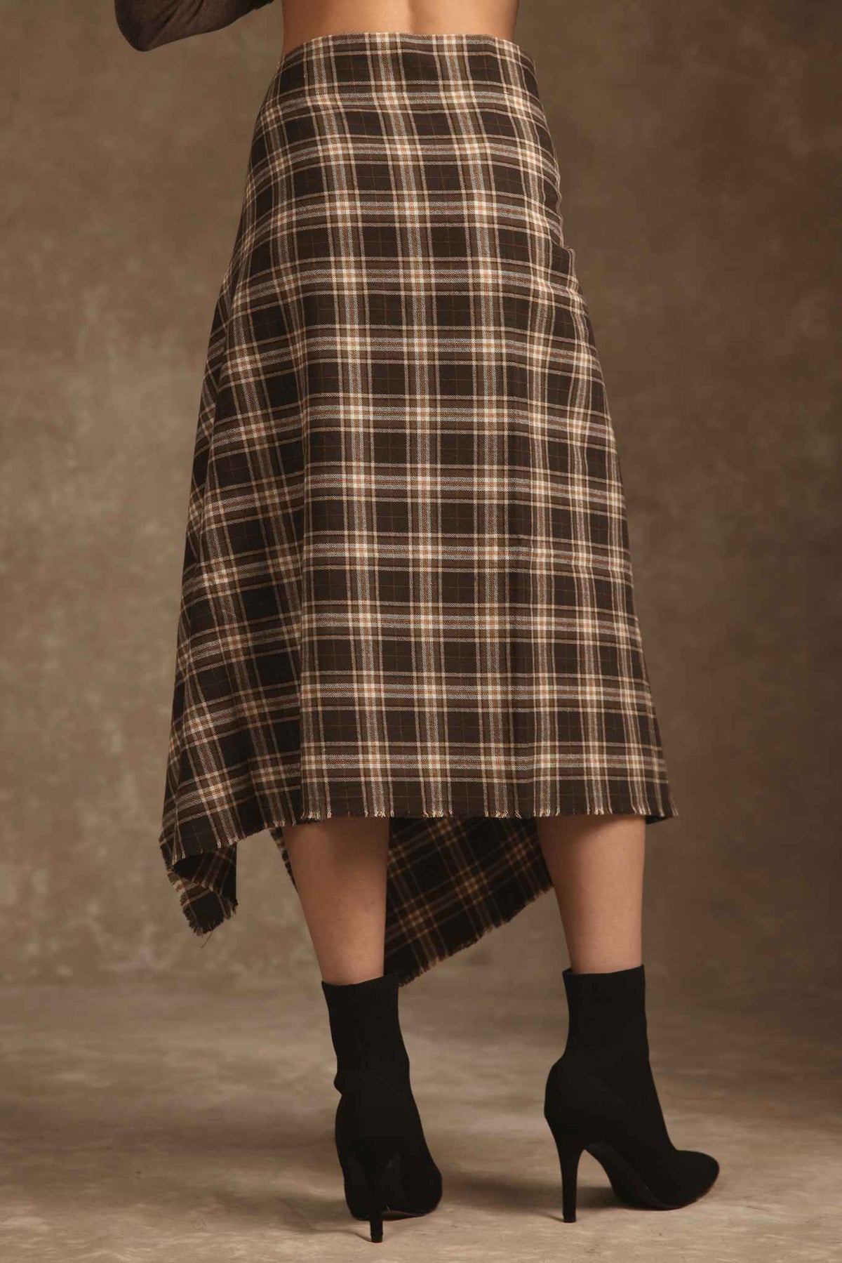 Ambar Cotton Plaid Drape Skirt