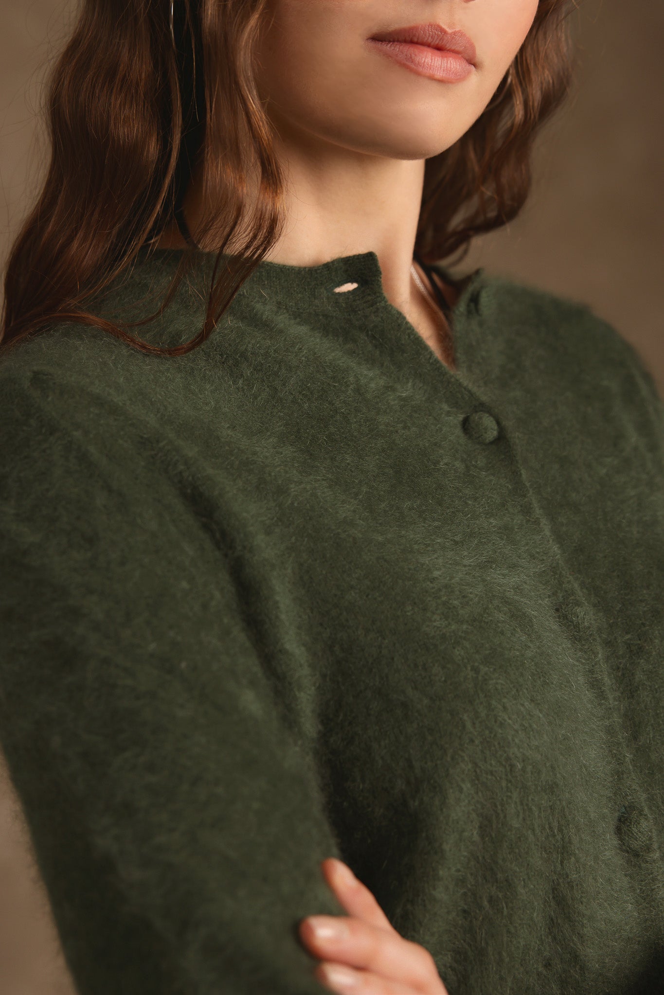 Ivy Brush Cashmere Lantern Sleeve Cardigan