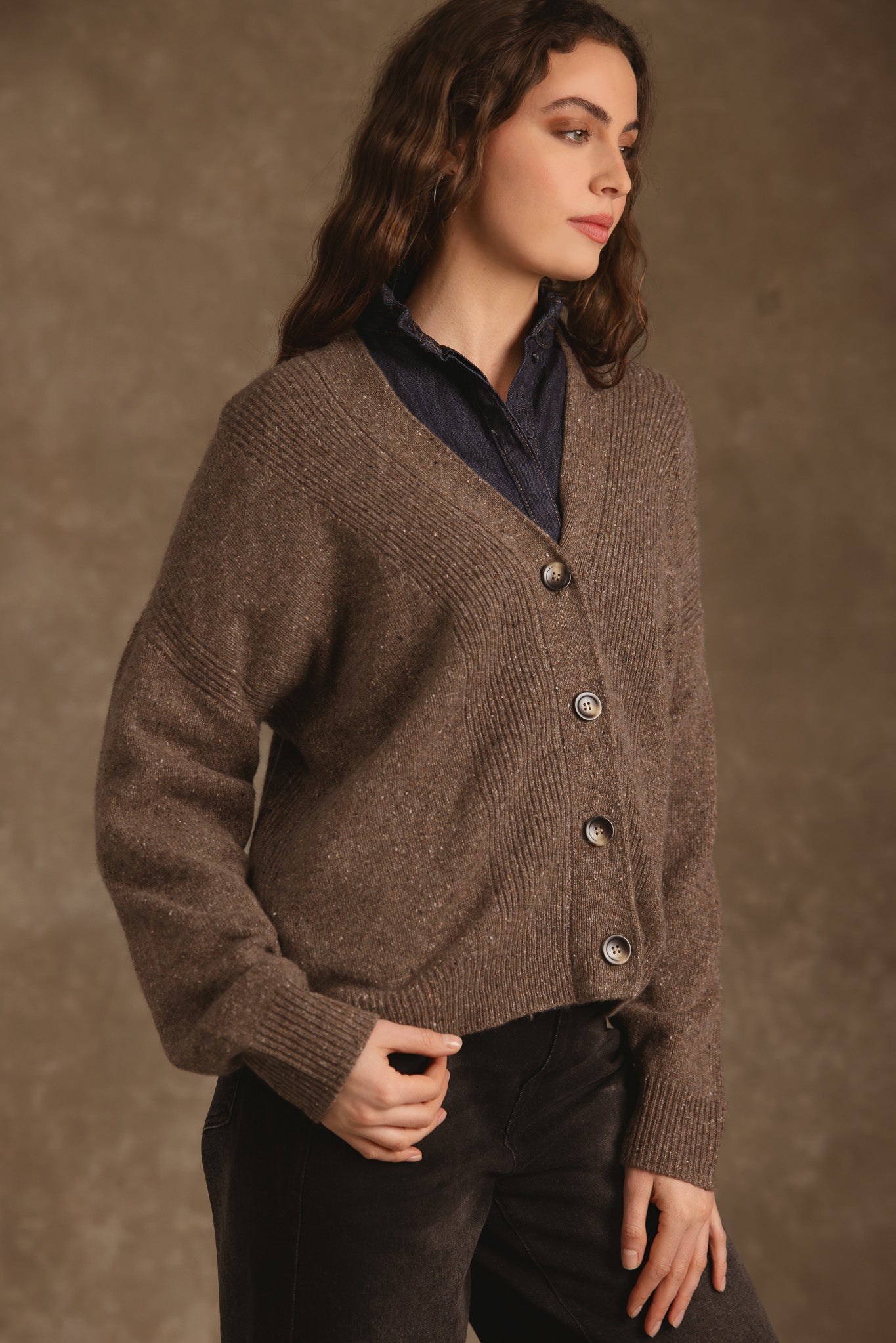 Noriko Cashmere Cardigan with Horse Shoe Graphic