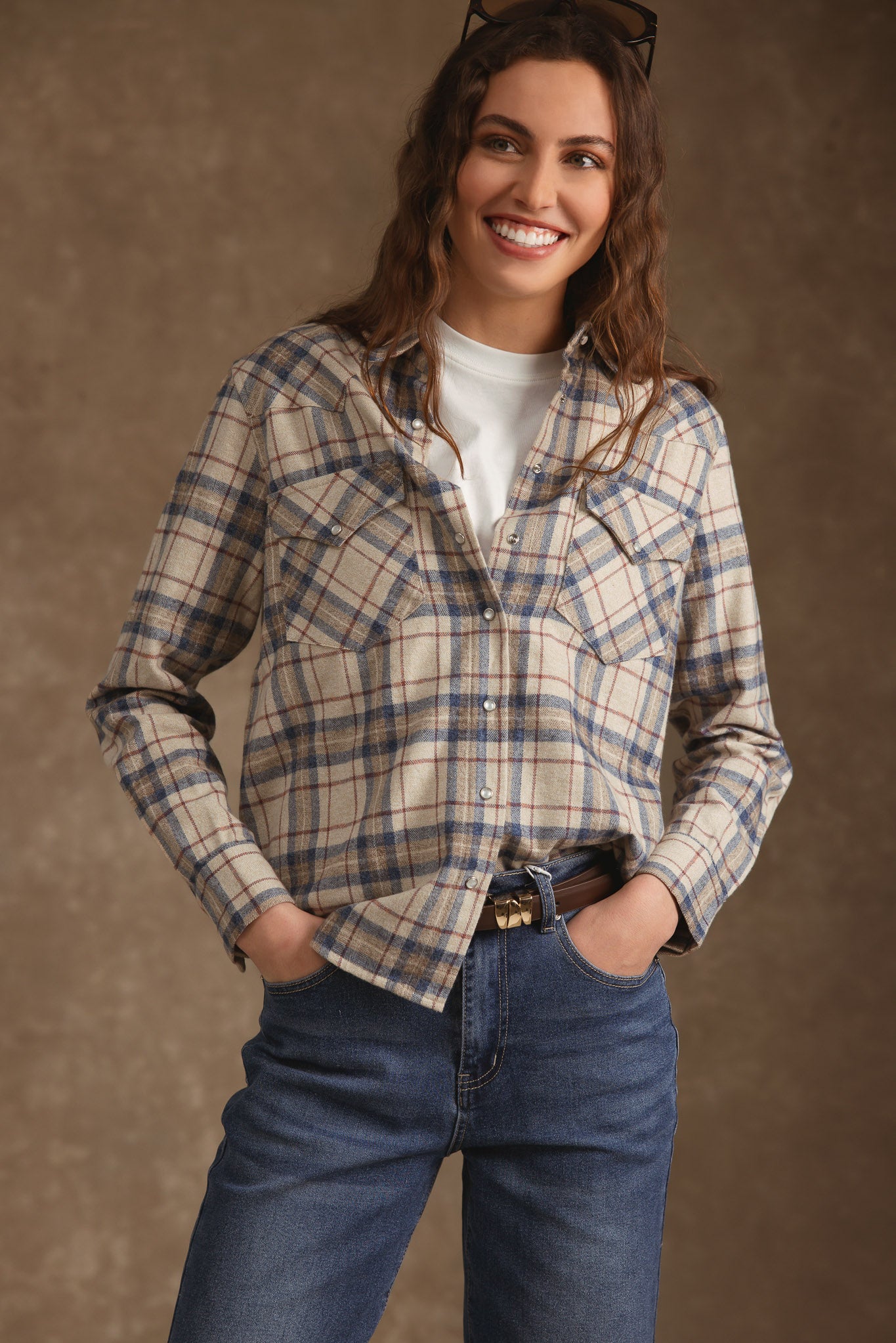Selva Cotton Western Plaid Shirt