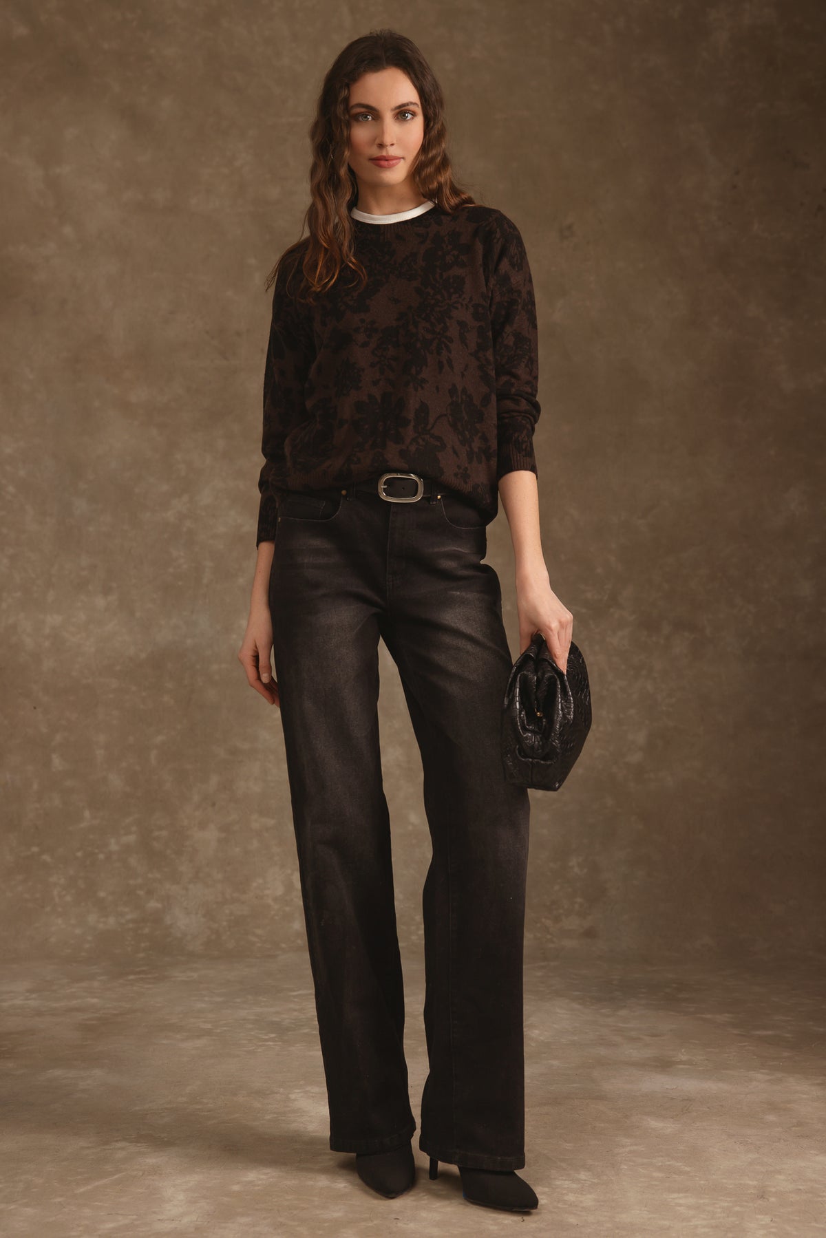 Tinsley Cashmere Floral Print Crew Neck Pullover