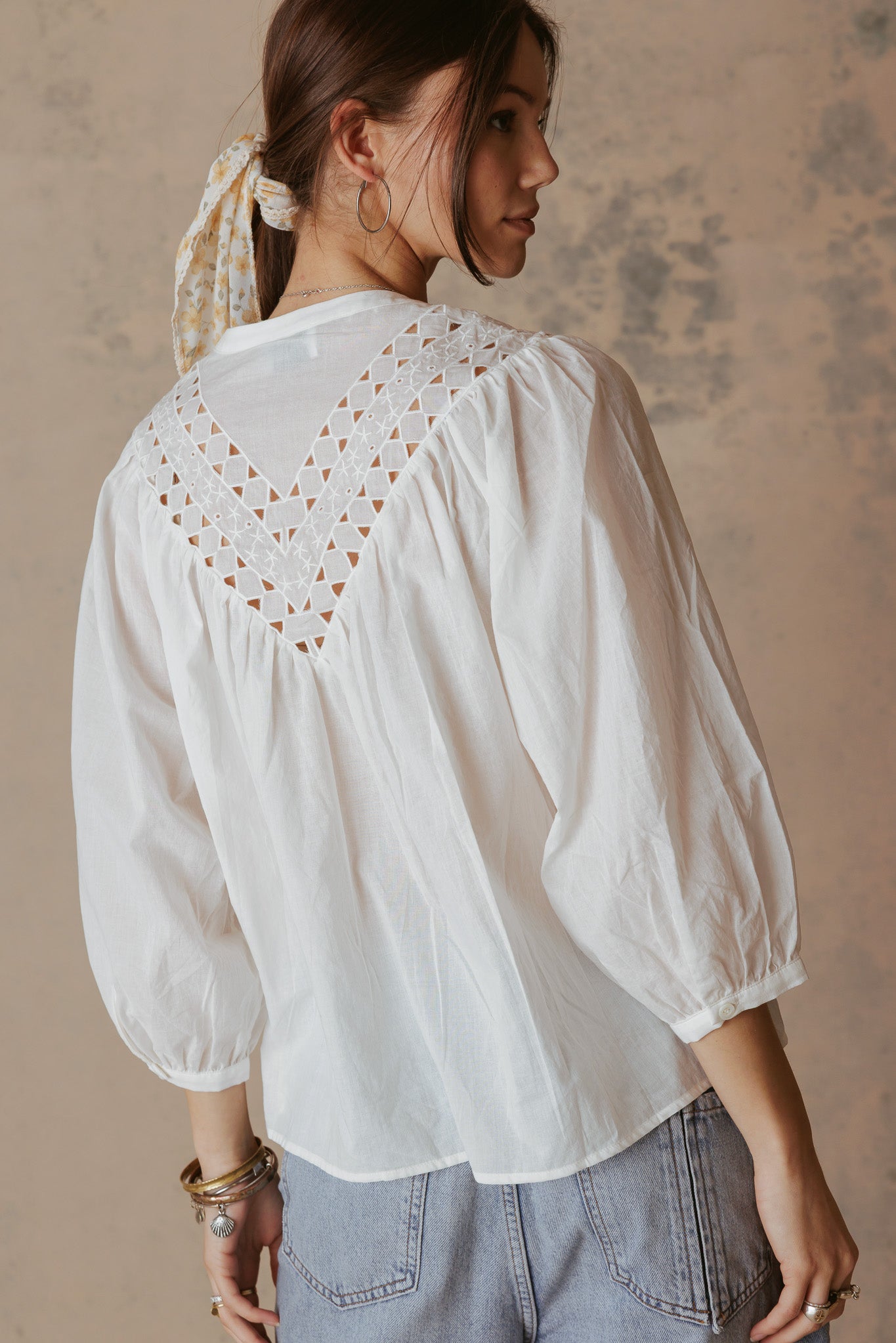 Alivia 3/4 Sleeve Embroidered Blouse