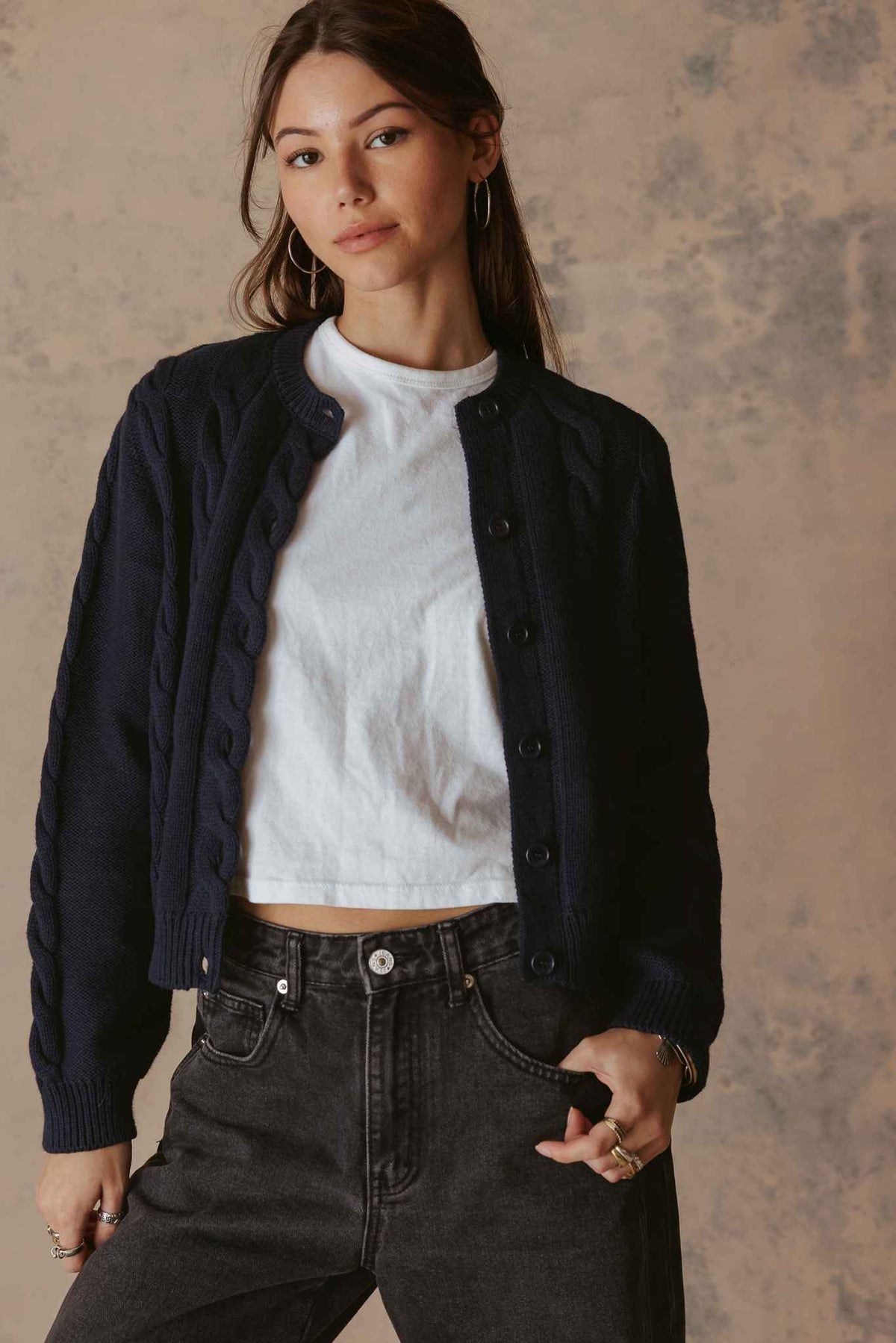 Juniper Women's Cotton Cable Cardigan