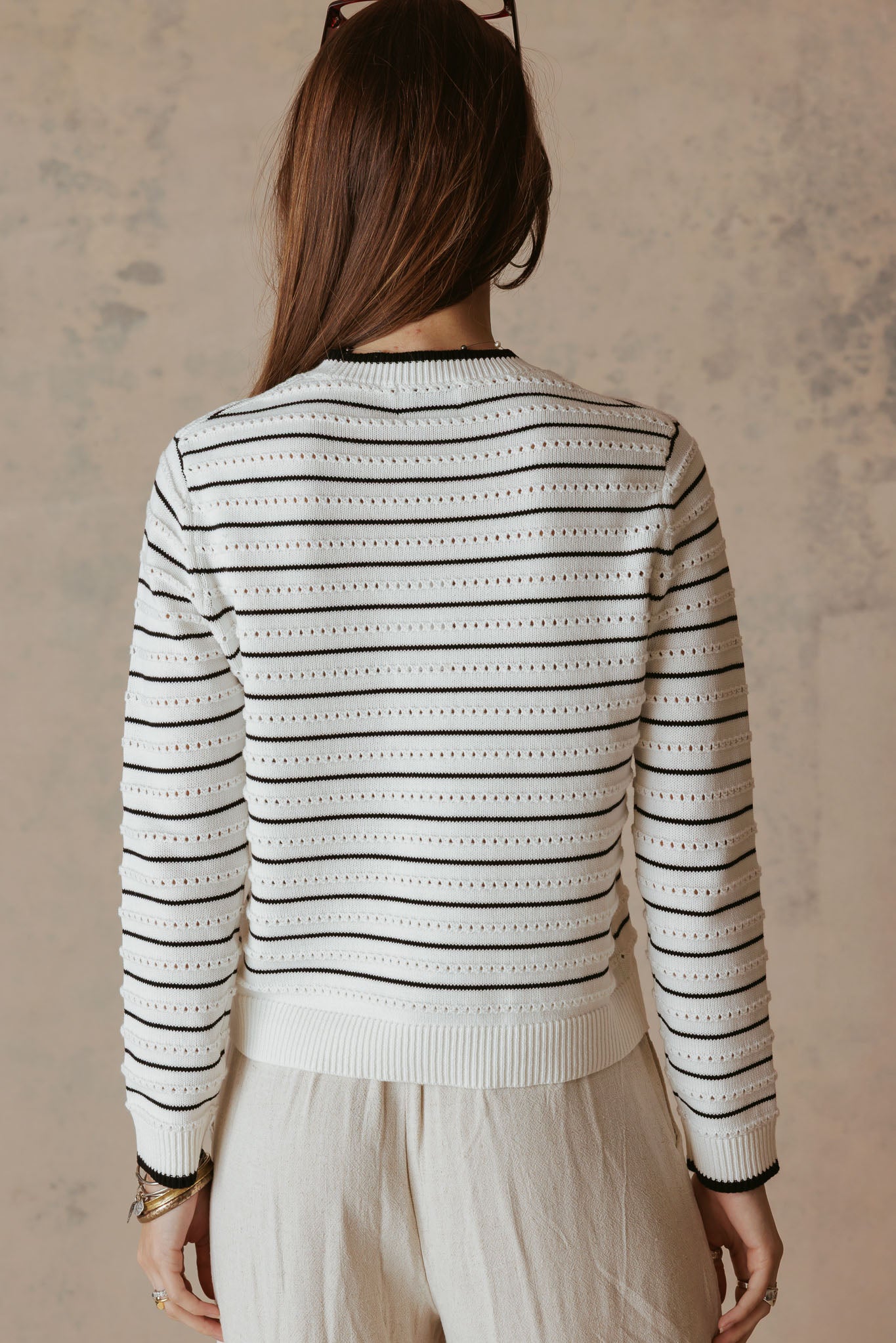 Leah Cotton Striped Crew