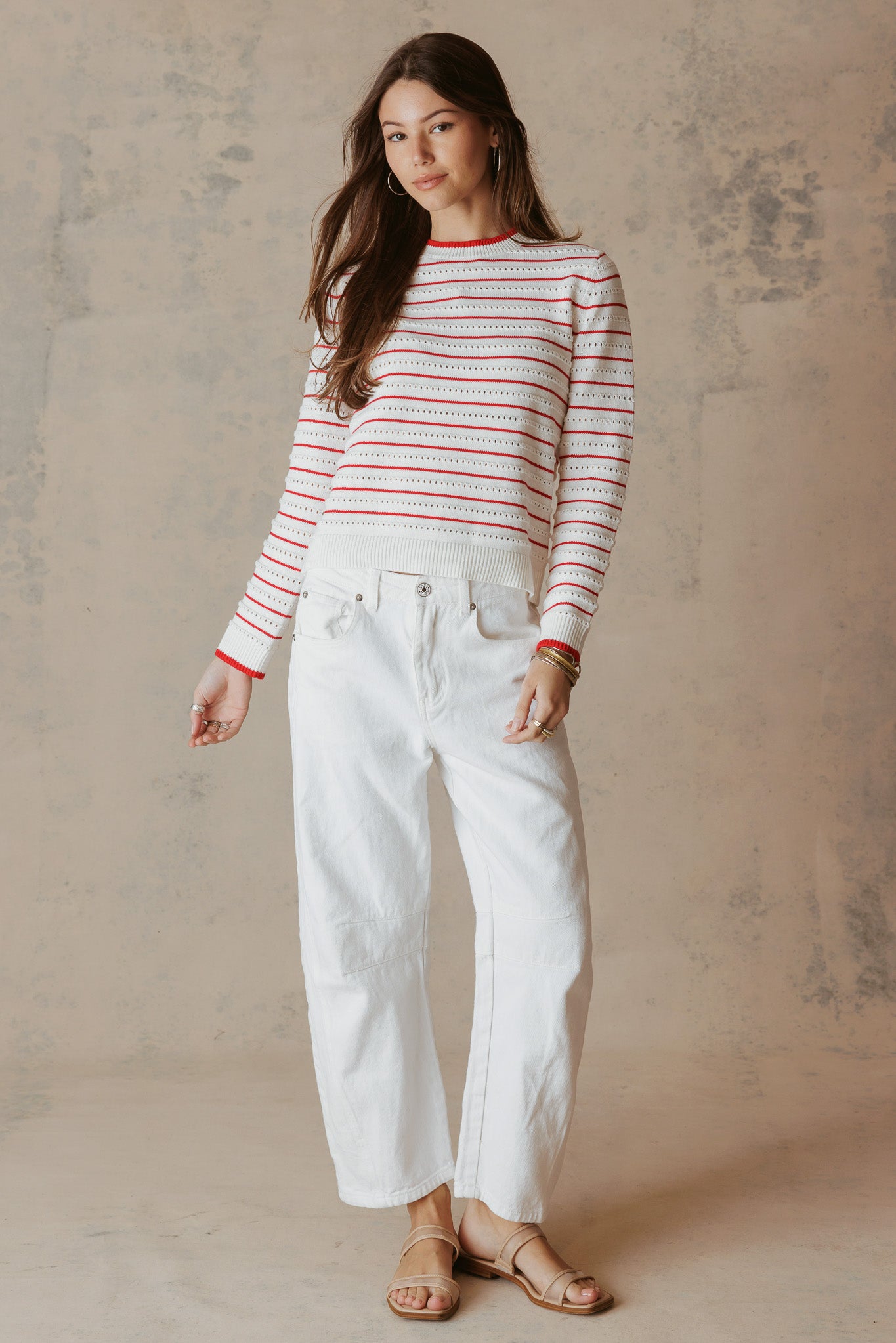 Leah Cotton Striped Crew
