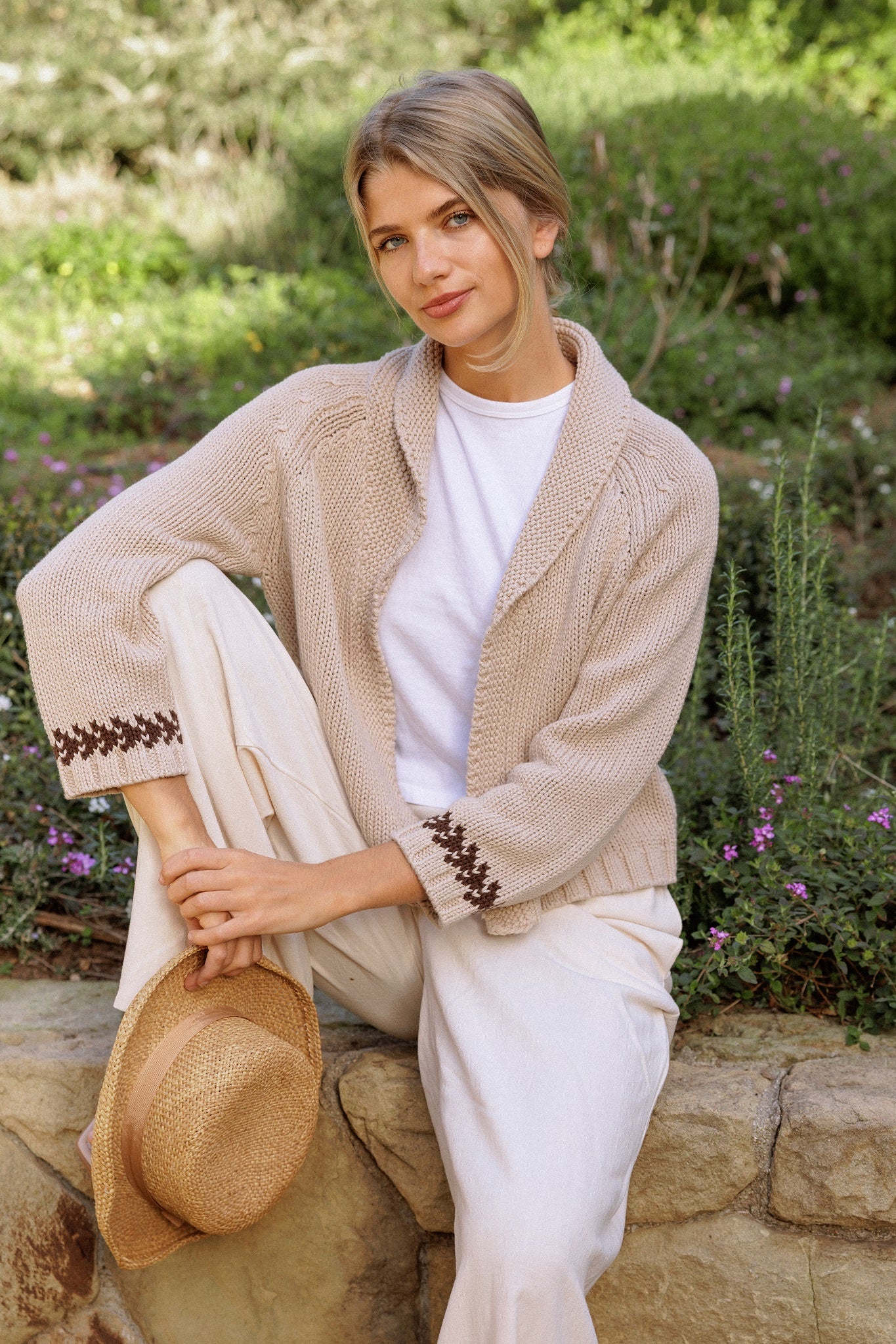 Brigitta Cotton Open Cardigan with Horse Graphic