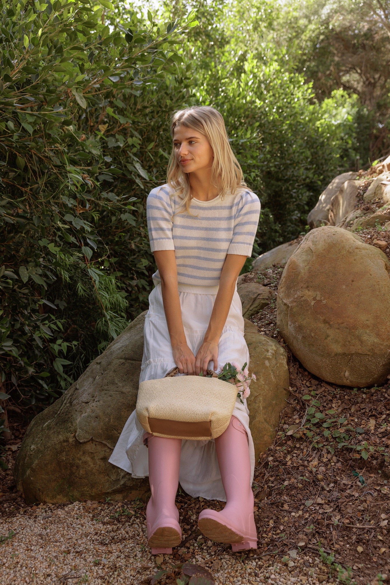 Elenor Linen Blend Striped Short Sleeve