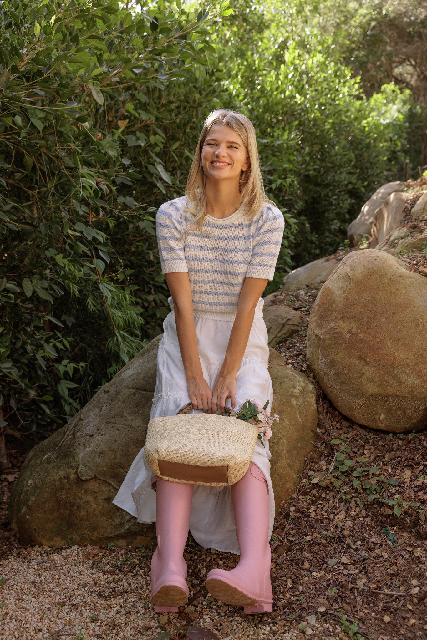 Elenor Linen Blend Striped Short Sleeve