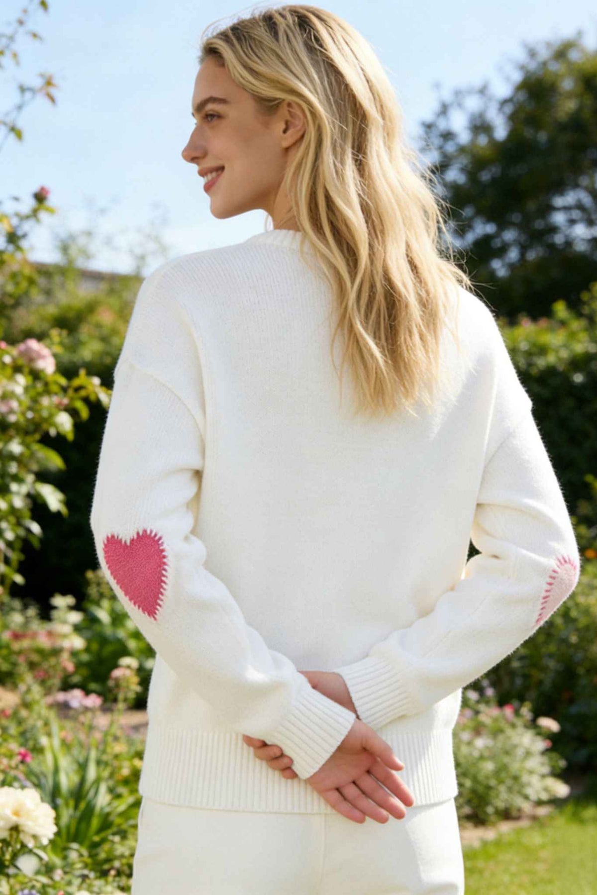 Cherise Cotton Elbow Heart V Neck