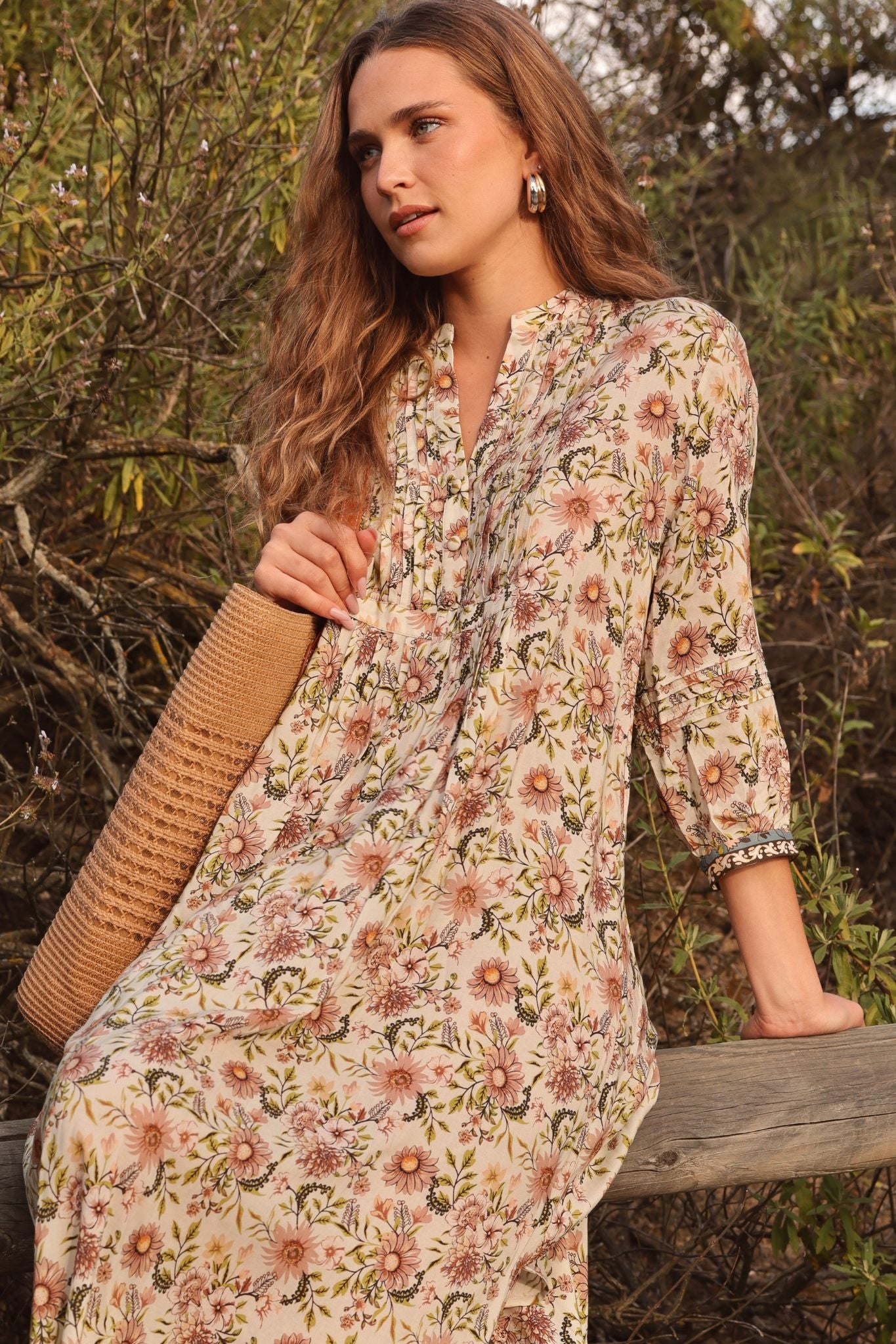 Melania Placement Printed Maxi Dress