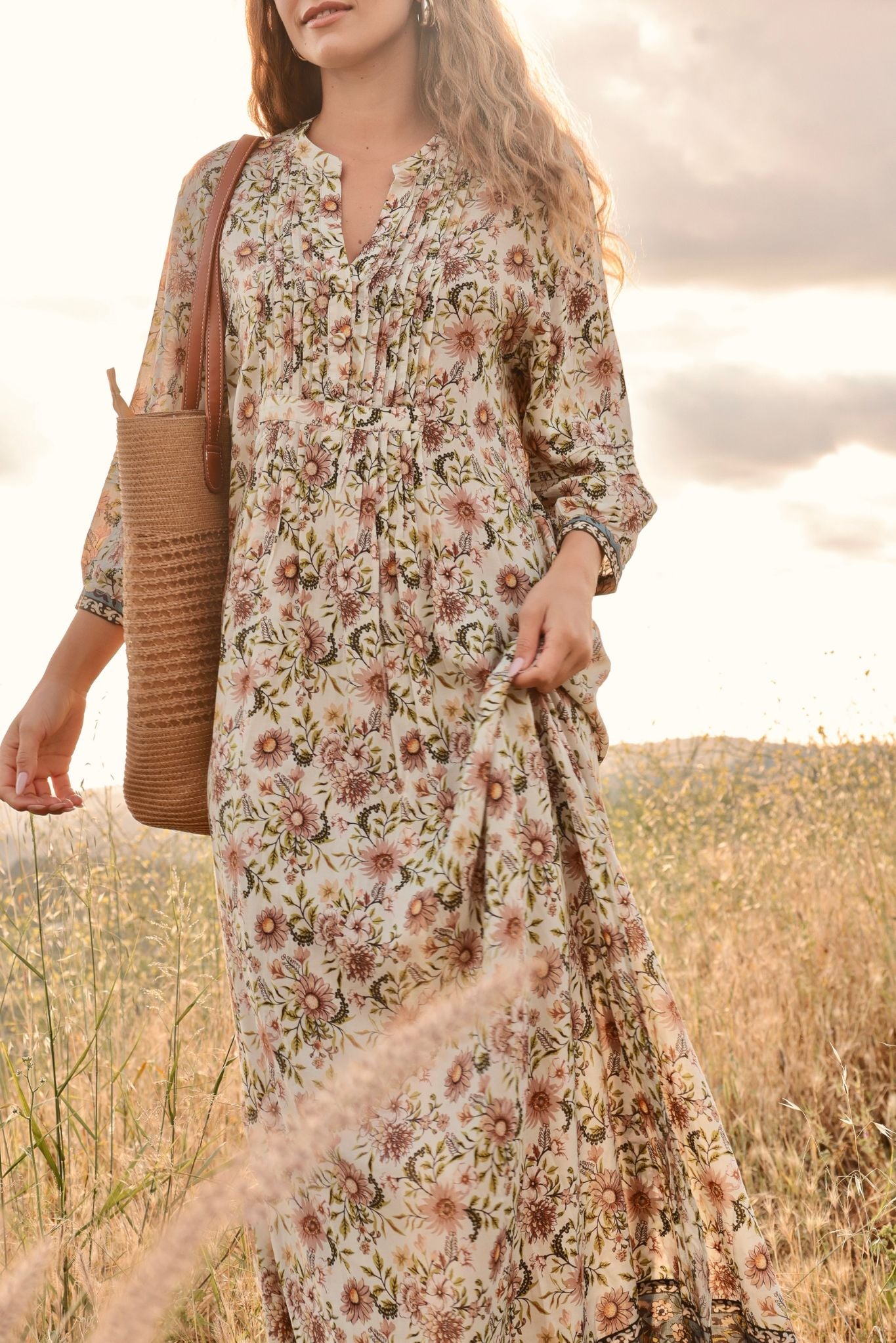 Melania Placement Printed Maxi Dress