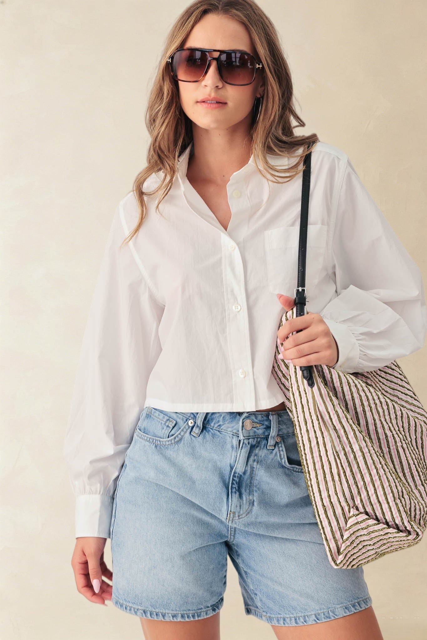 Ashlyn Cropped Boxy Cotton Shirt