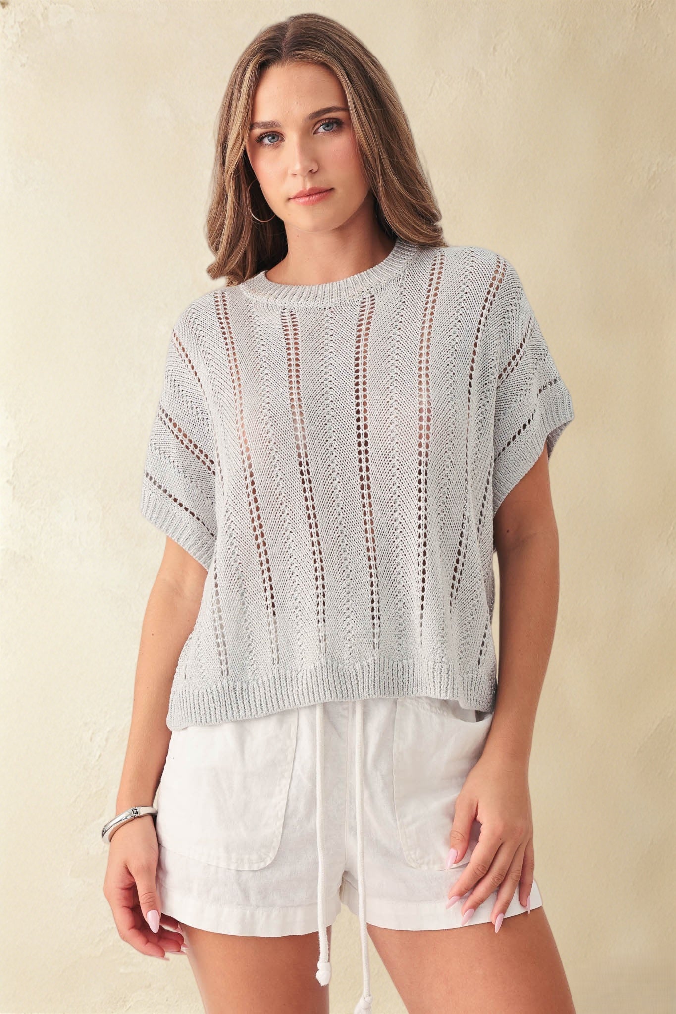 Astrid Sequin Openstitch Knit Vest